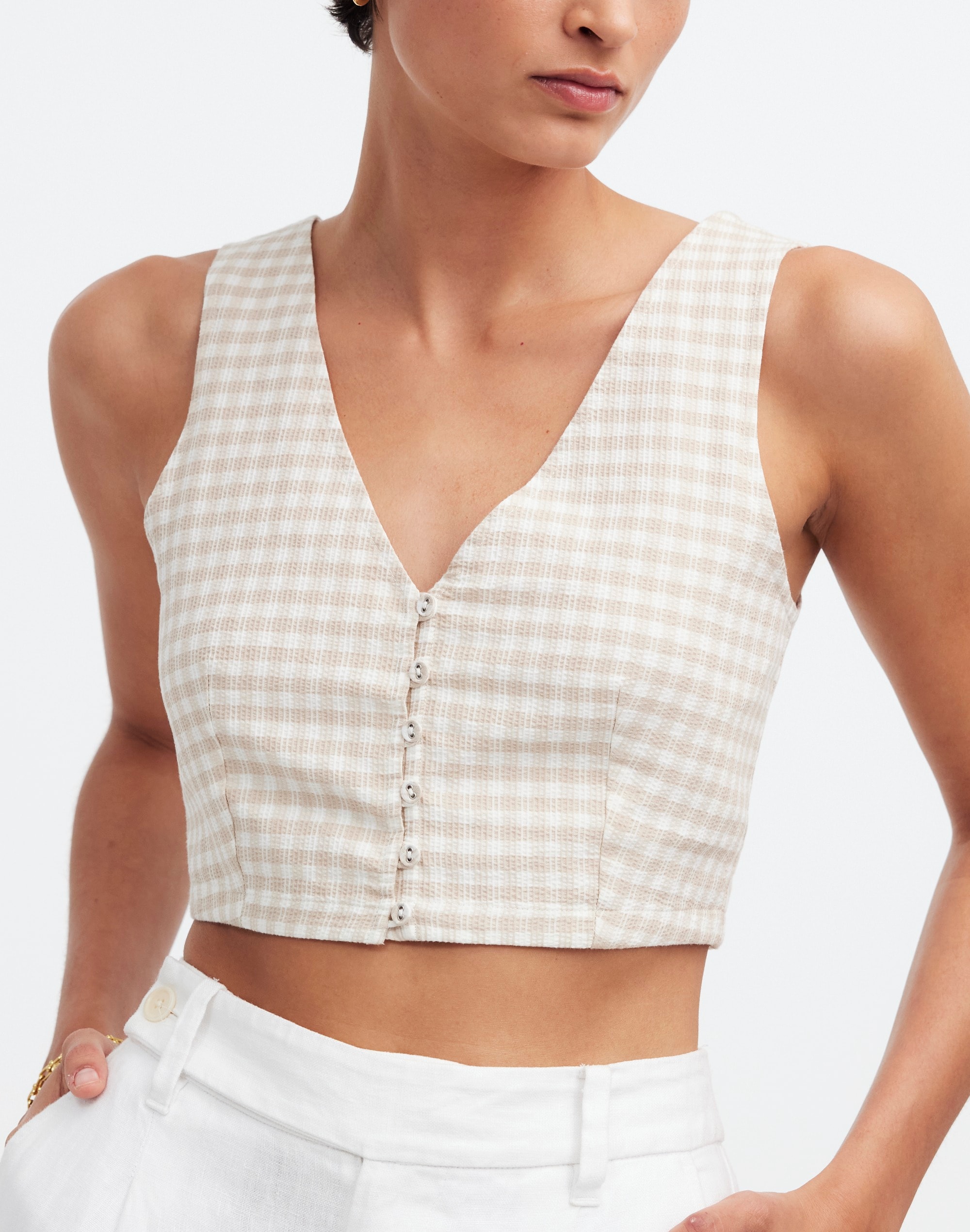 Gwen Crop Vest Top Check | Madewell