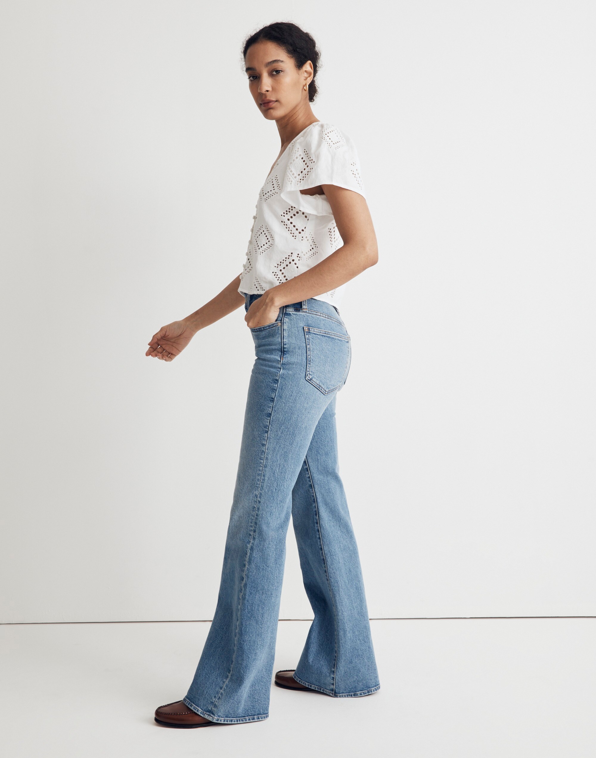 Eyelet Flutter-Sleeve Top | Madewell