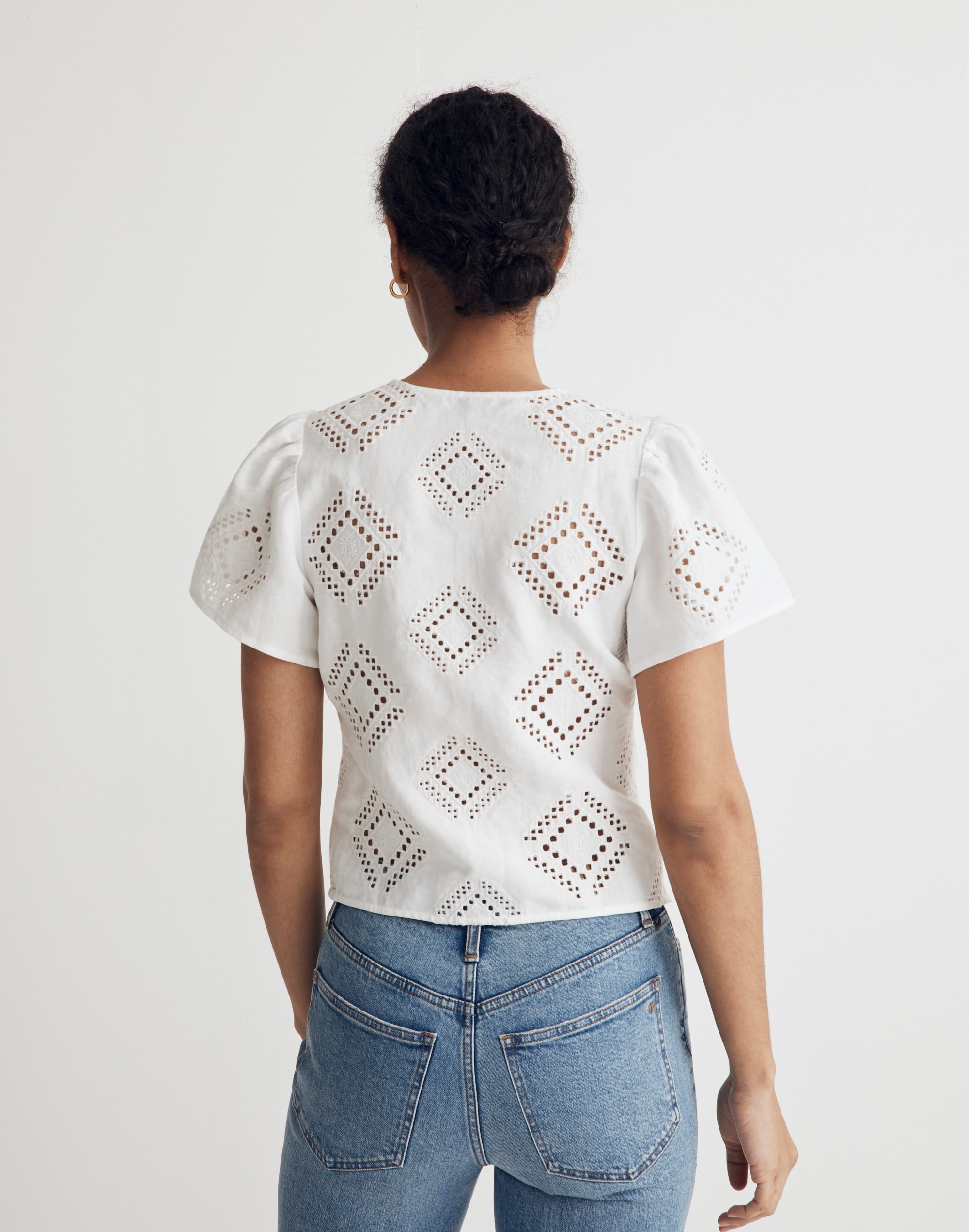 Eyelet Flutter-Sleeve Top | Madewell