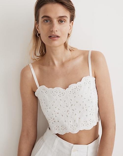  Other Stories cropped eyelet blouse in white
