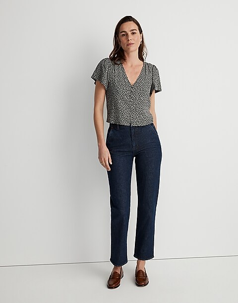 Superwide-Leg Jeans in Amcliffe Wash: Knee-Rip Edition