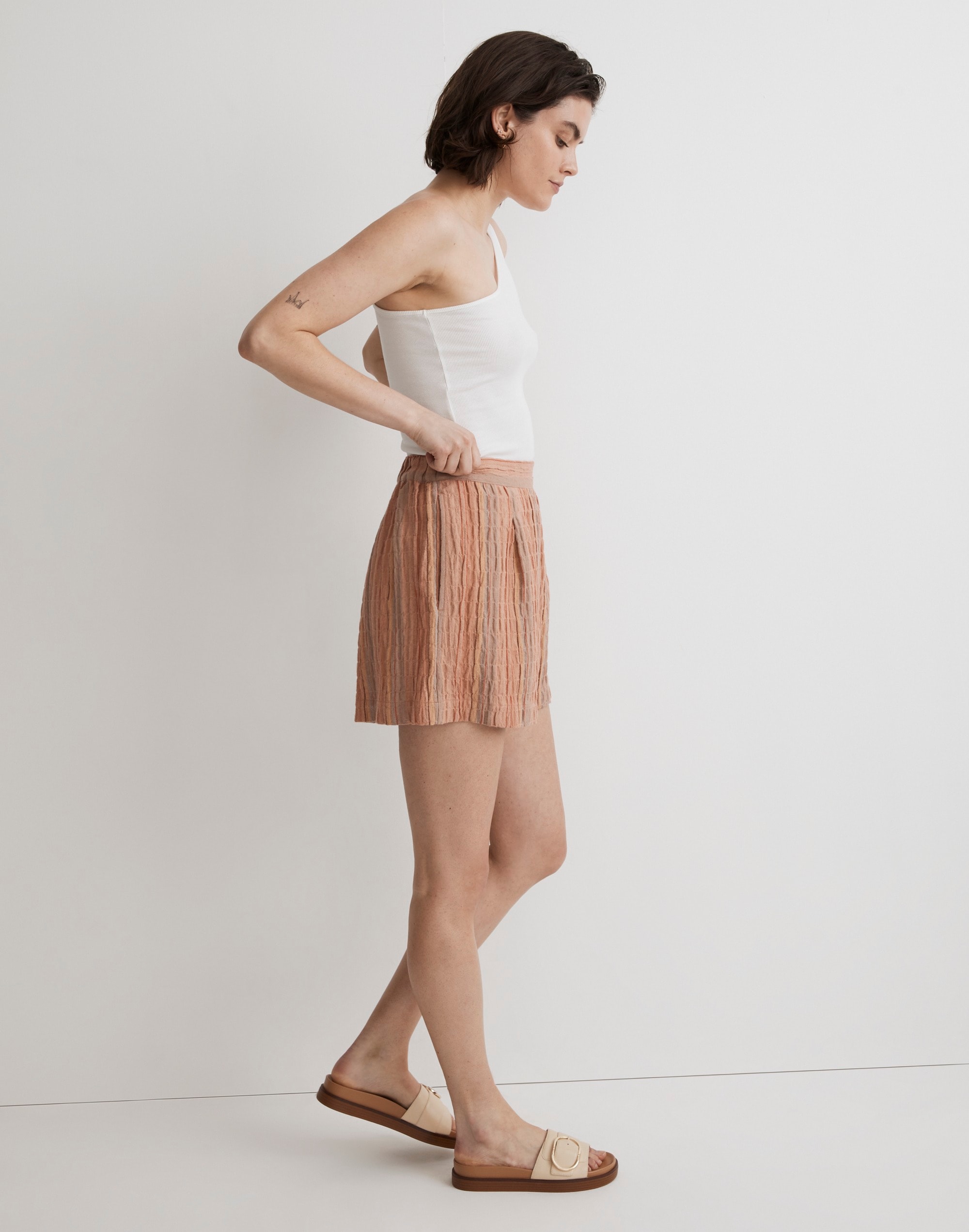 Clean Pull-On Shorts in Herringbone Stripe | Madewell