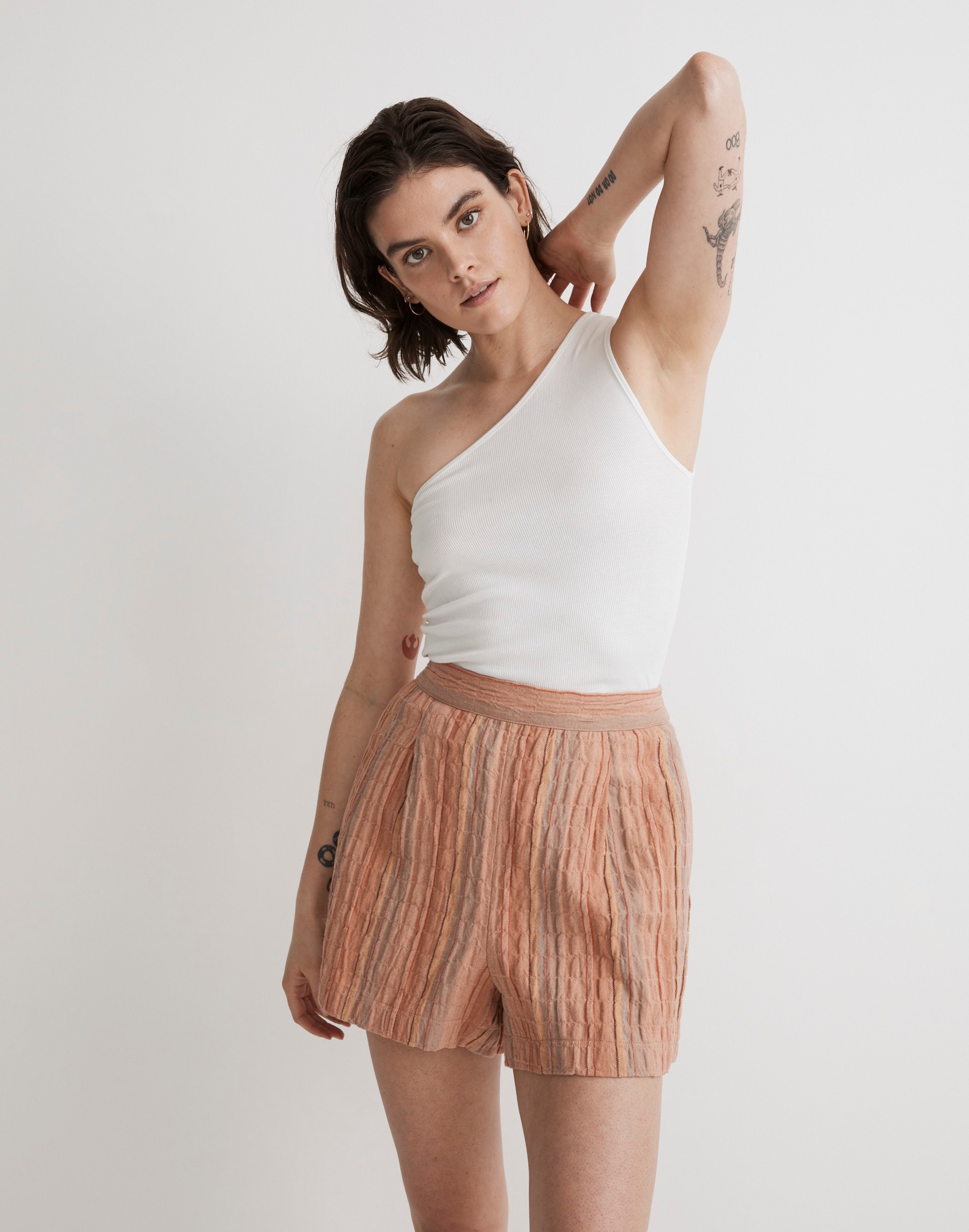 Clean Pull-On Shorts in Herringbone Stripe | Madewell