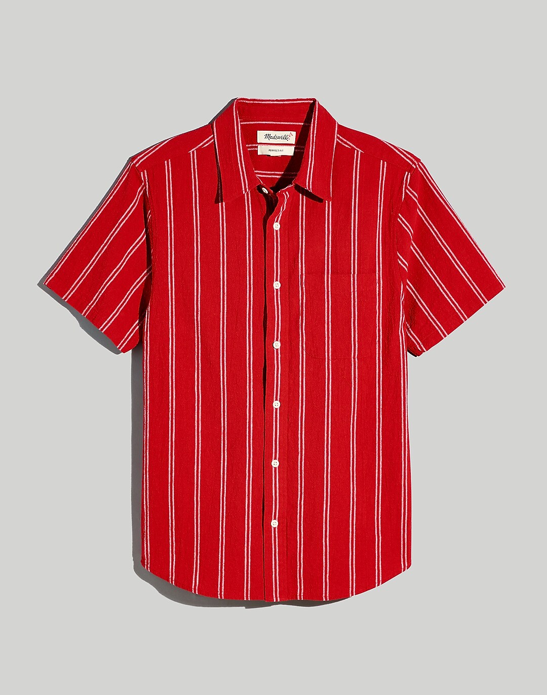 Crinkle Cotton Perfect Short-Sleeve Shirt in Stripe