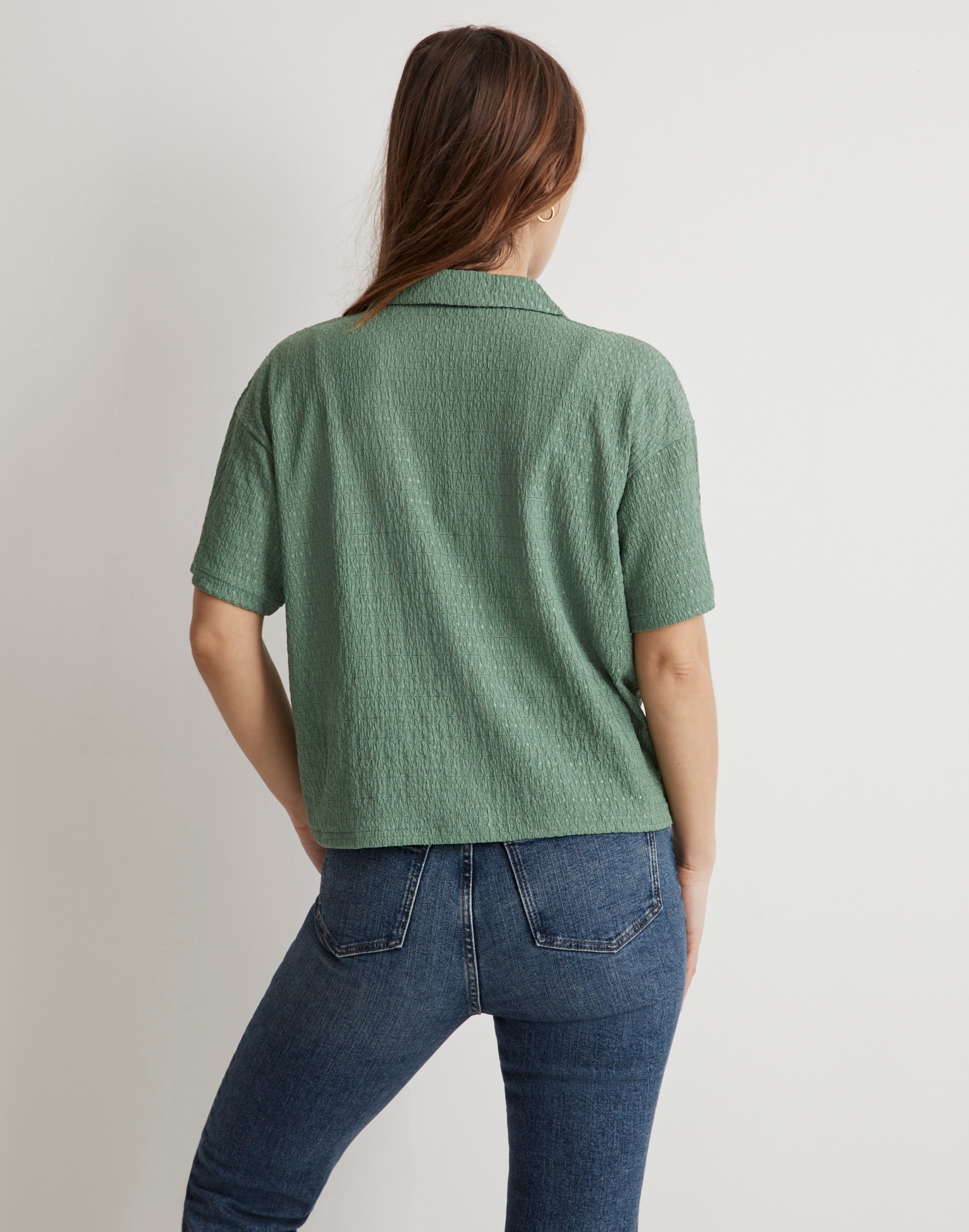 Crinkle-Knit Button-Front Top | Madewell