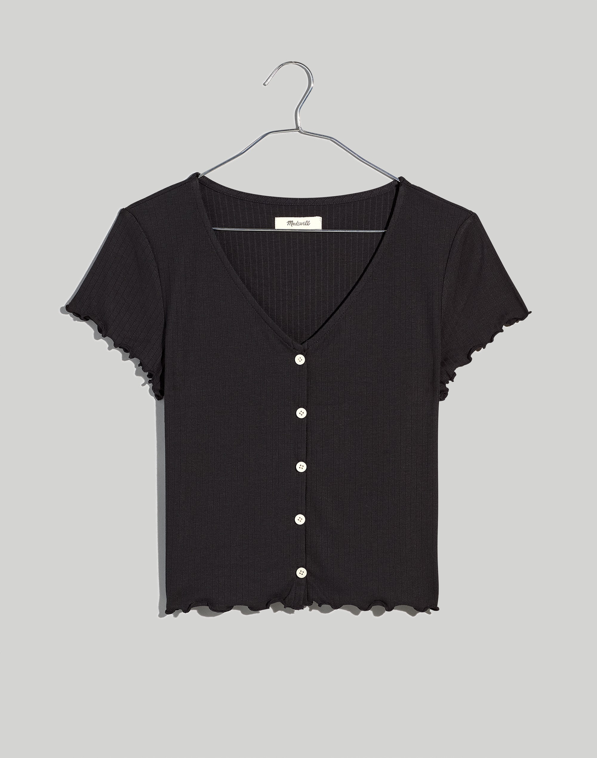 Ribbed Button-Front V-Neck Tee | Madewell