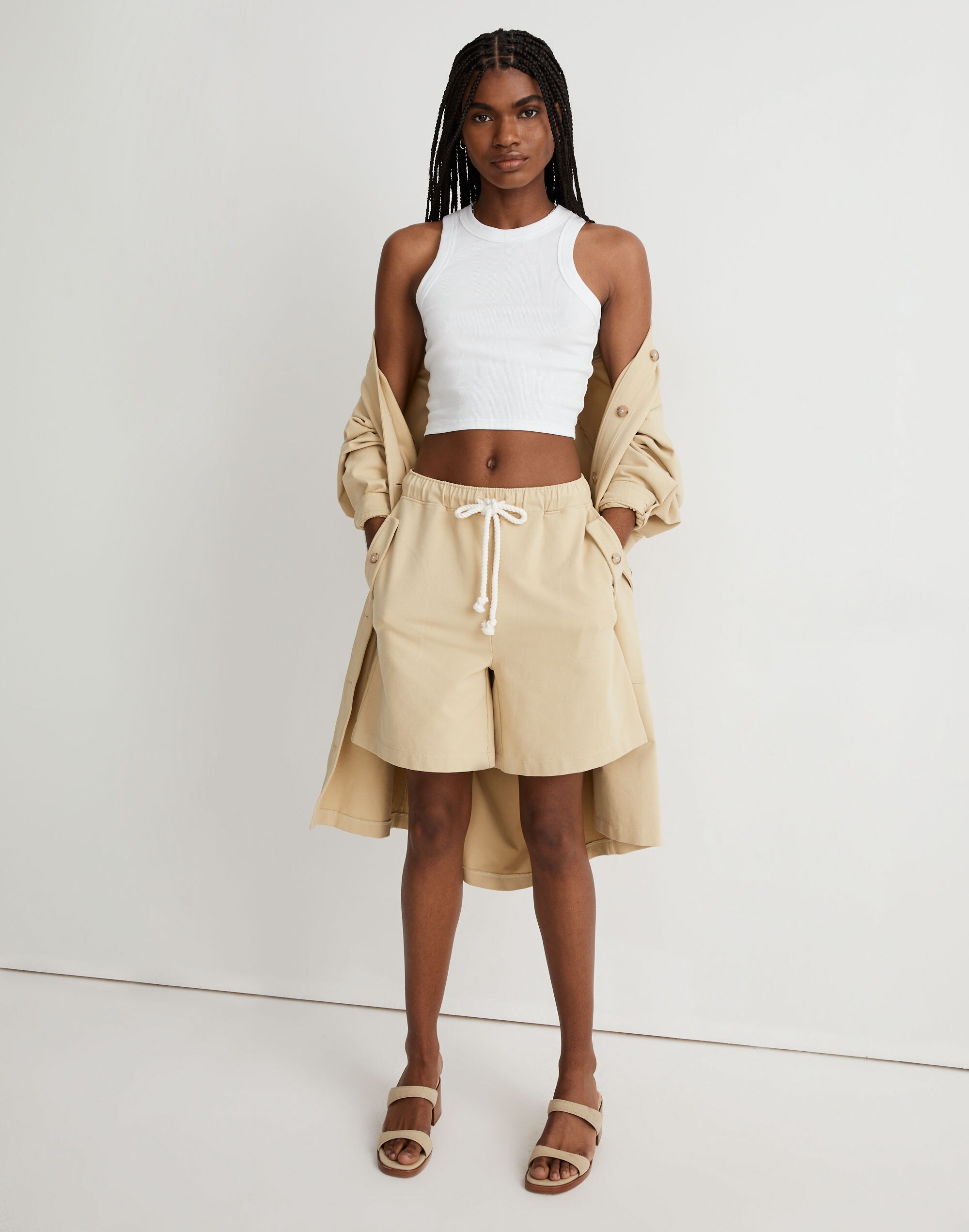 Structured Terry Pull-On Shorts