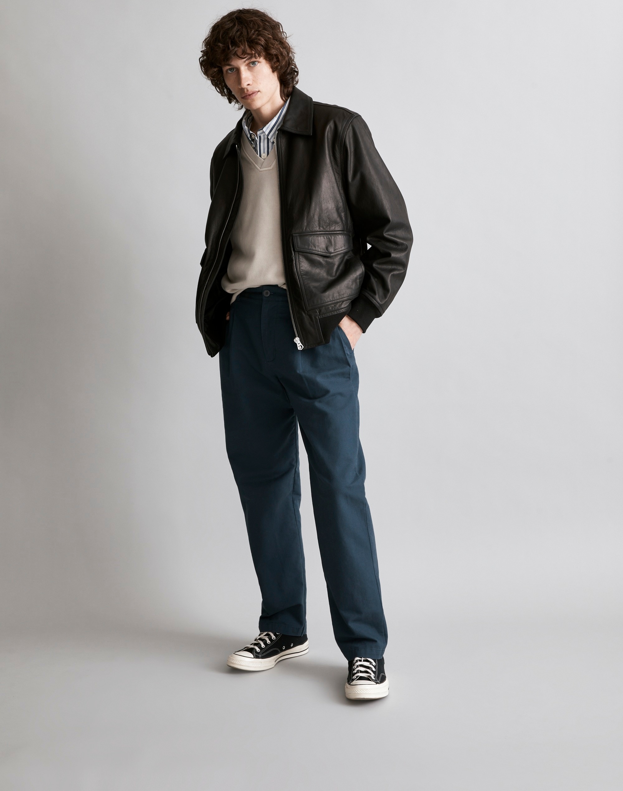 Pleated Cotton-Linen Chino Pants | Madewell