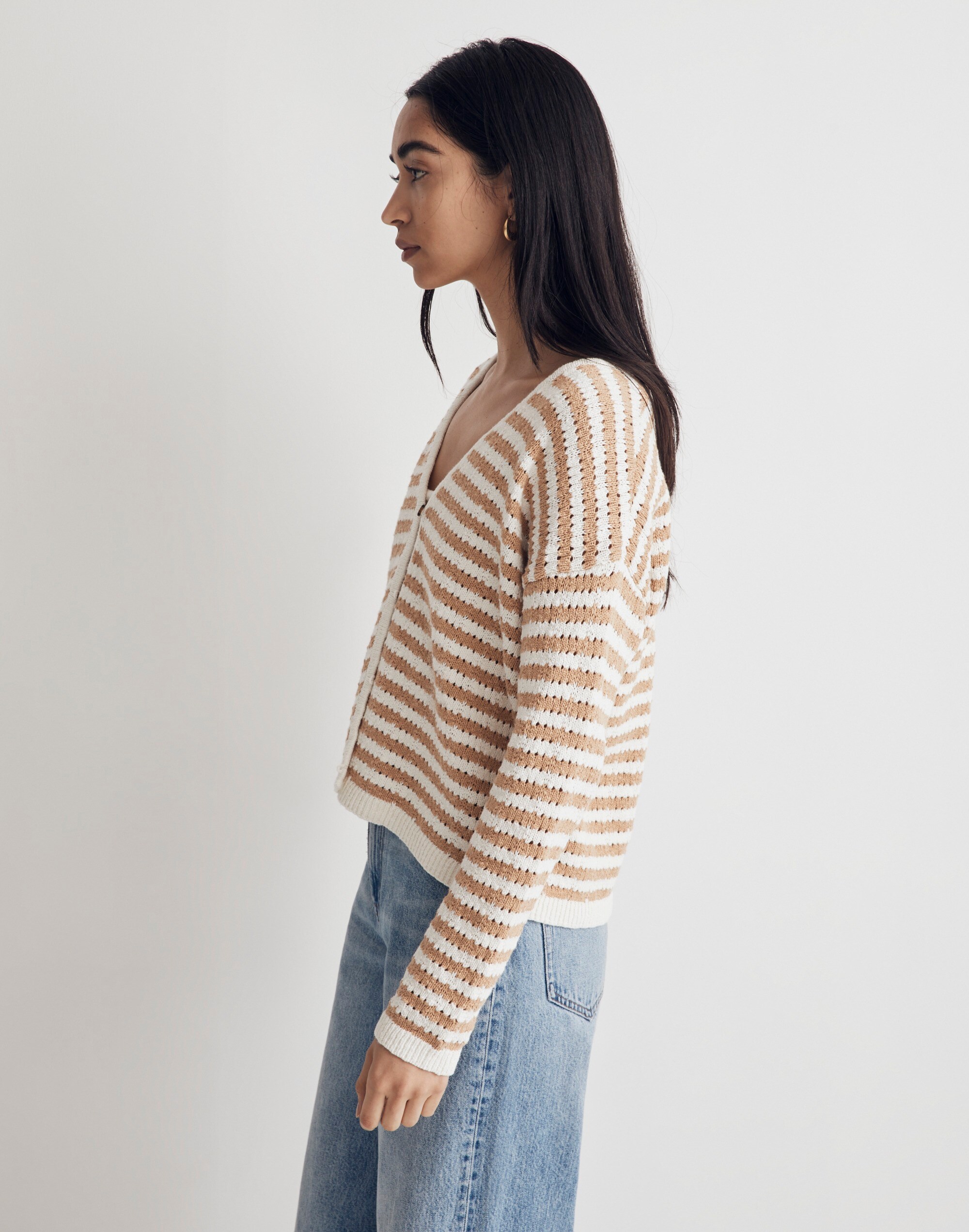 Open-Stitch Cardigan Sweater Stripe | Madewell