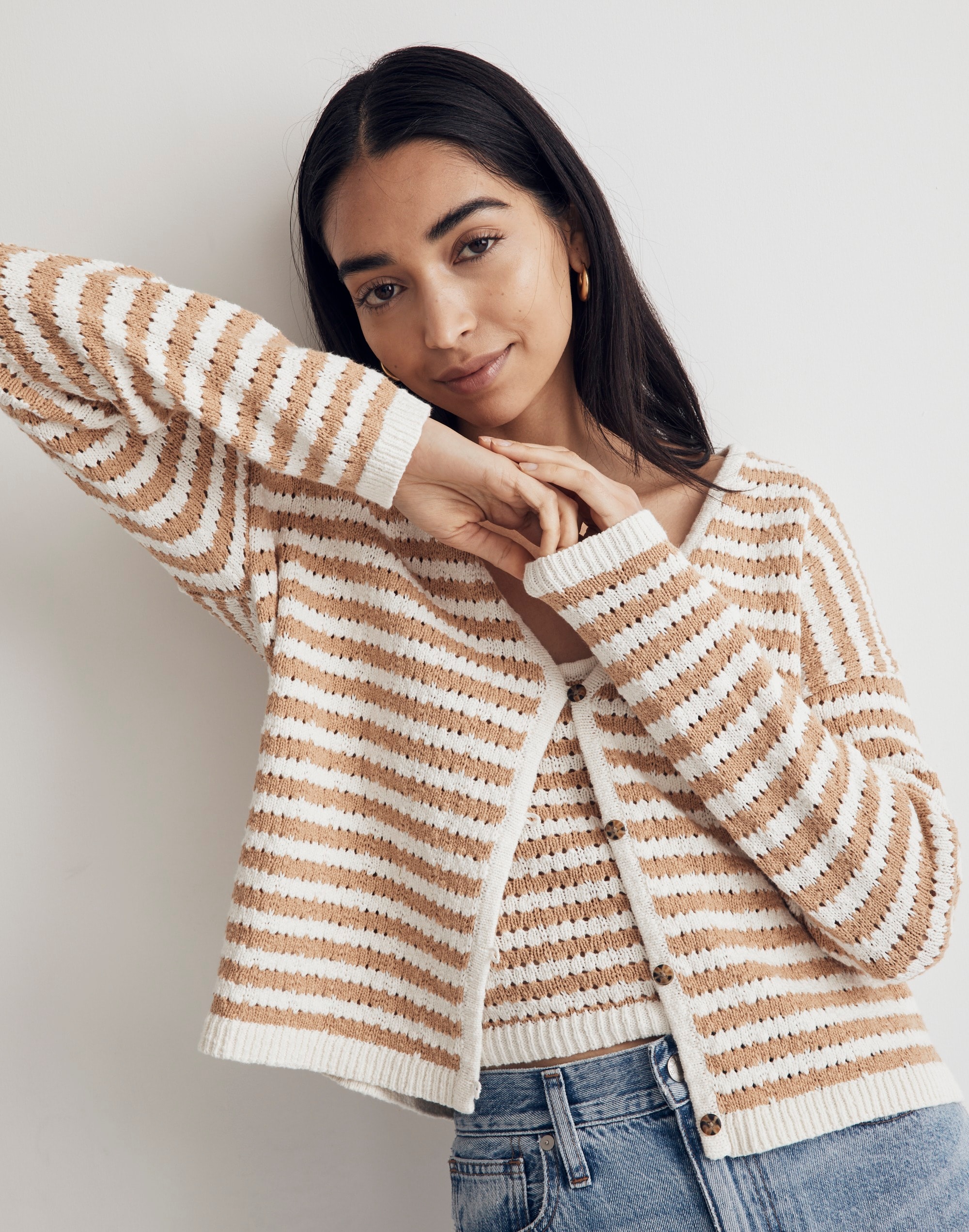 Open-Stitch Cardigan Sweater Stripe | Madewell