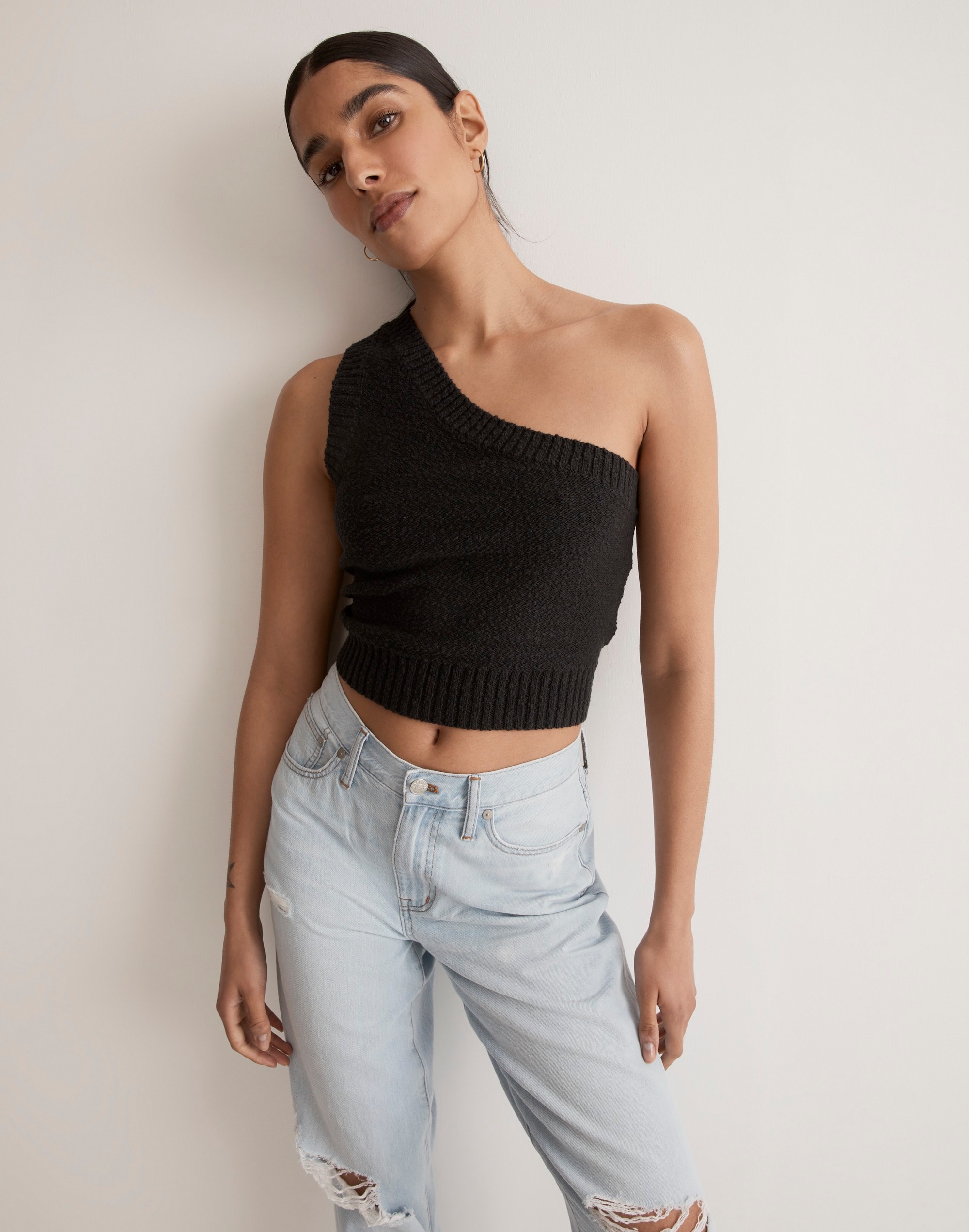 Textural-Knit One-Shoulder Sweater Tank | Madewell