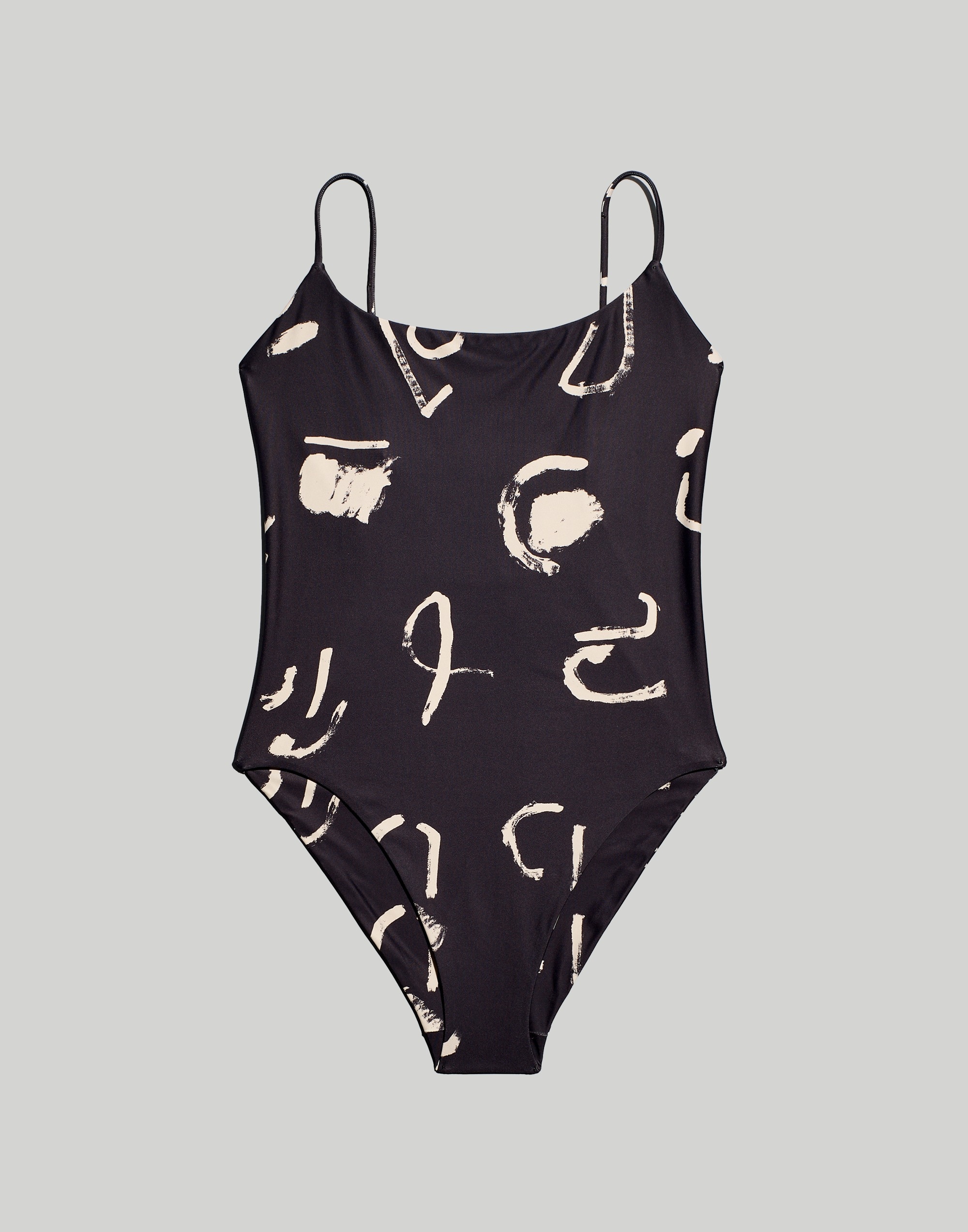 Madewell x Caroline Z Spaghetti-Strap One-Piece Swimsuit in Abstract Alpha
