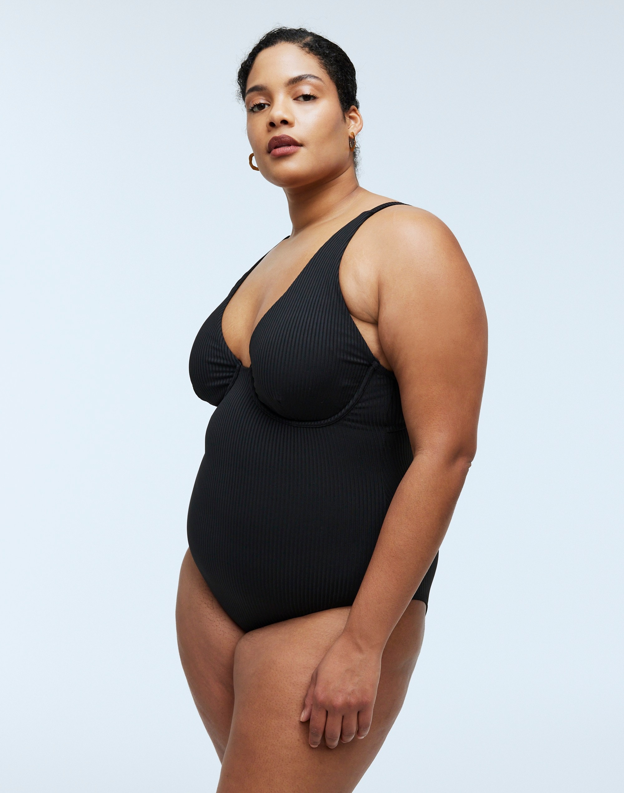 Plus Ribbed Underwire Open-Back One-Piece Swimsuit | Madewell