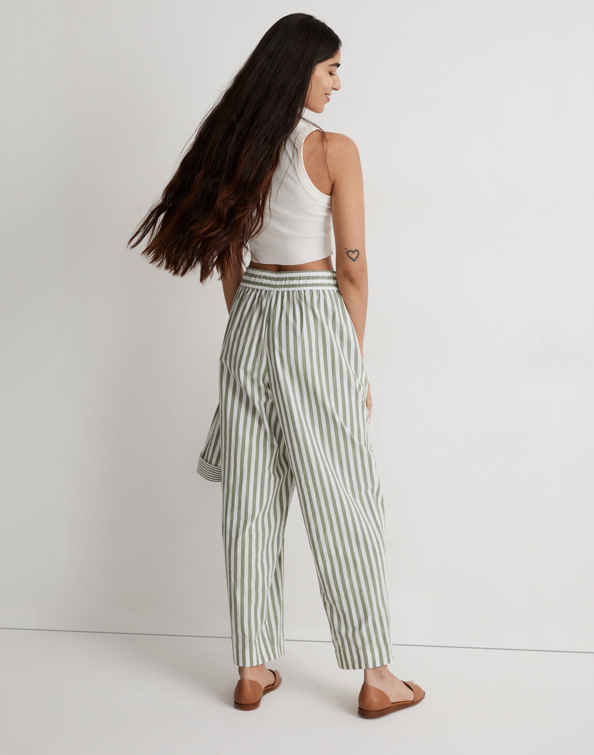 Pull-On Wide-Leg Pants in Striped Signature Poplin | Madewell