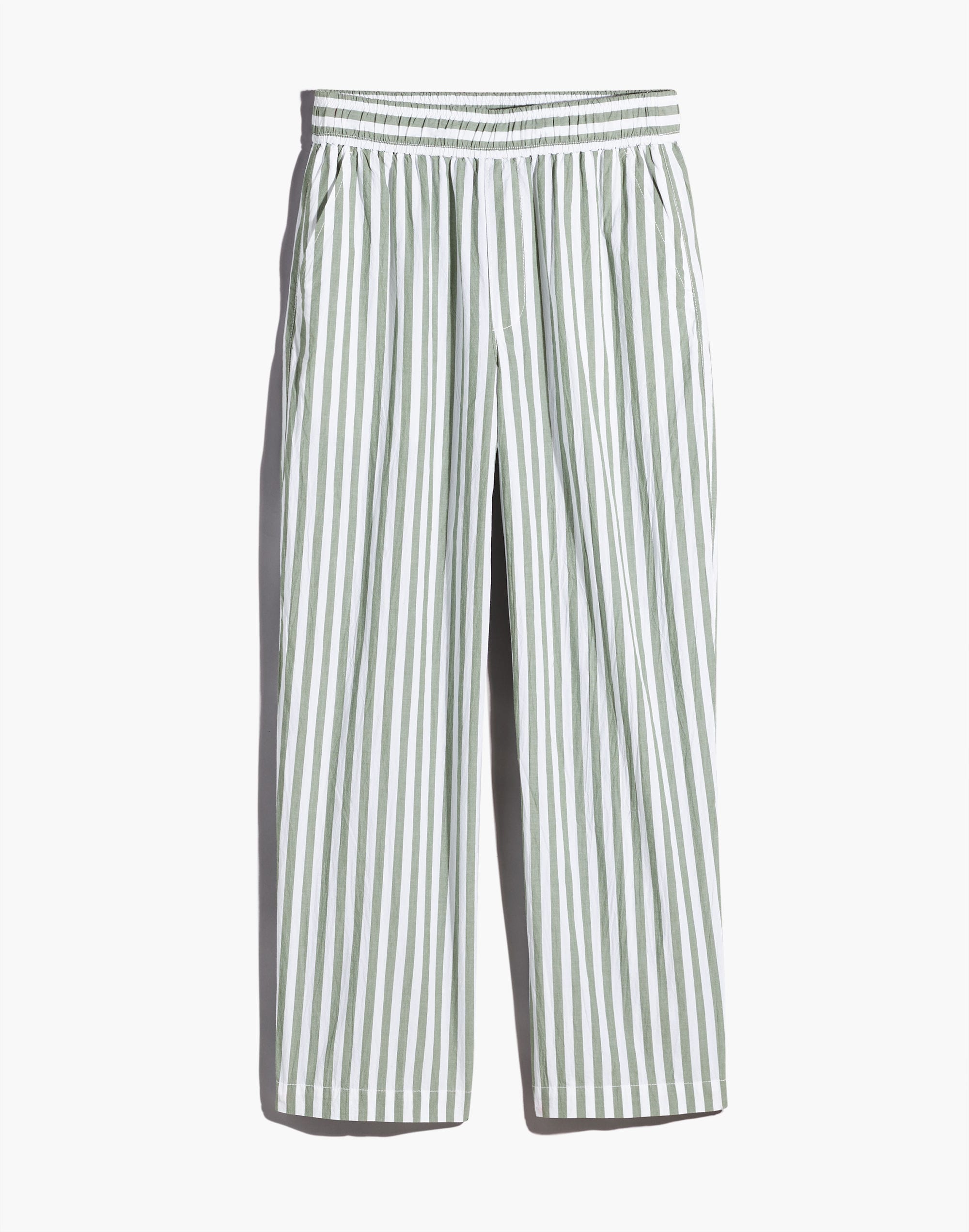 Pull-On Wide-Leg Pants in Striped Signature Poplin | Madewell