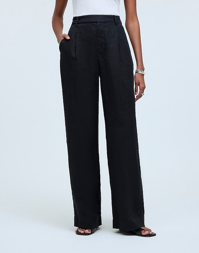Lands' End Women's Size 10 Petite, Linen Market Pants, Black