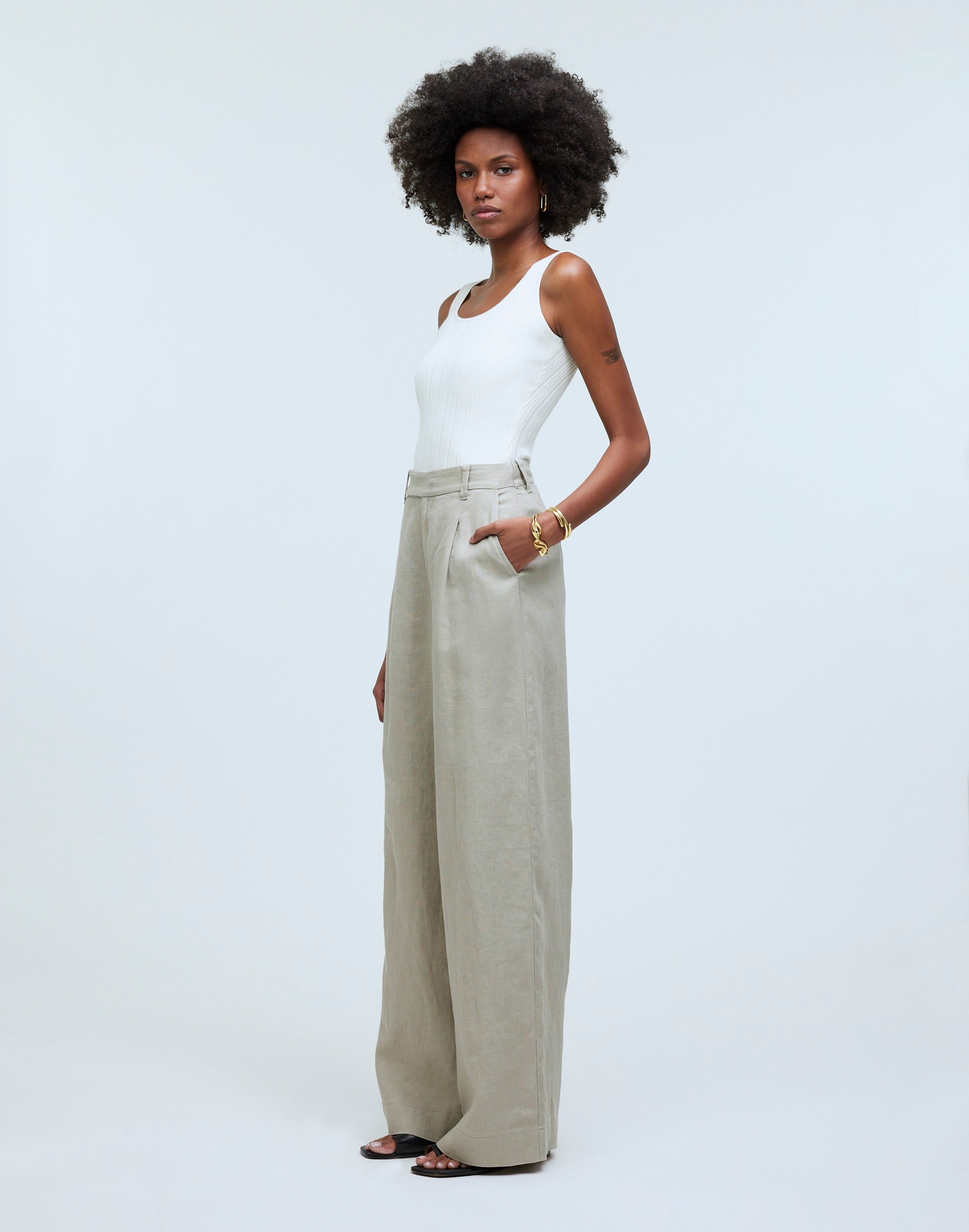 The Petite Harlow Wide-Leg Pant 100% Linen | Madewell