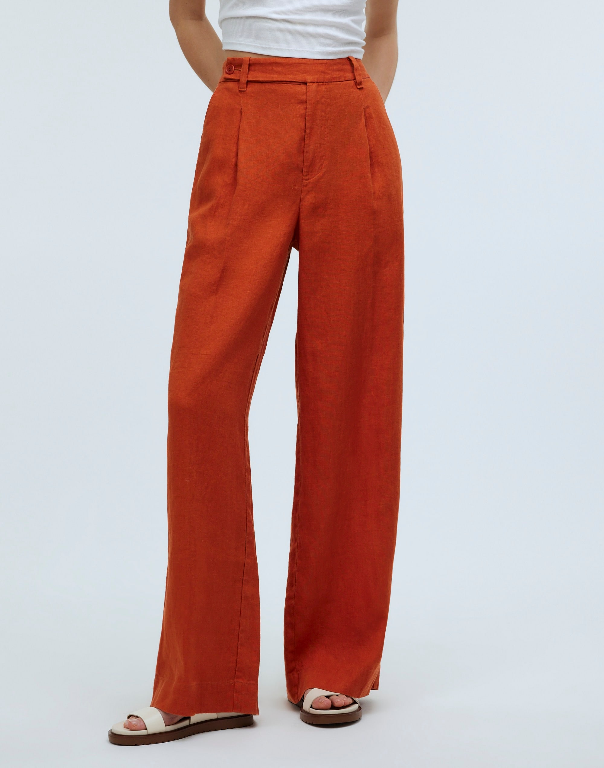 Shop Mw The Harlow Wide-leg Pant In Dark Copper