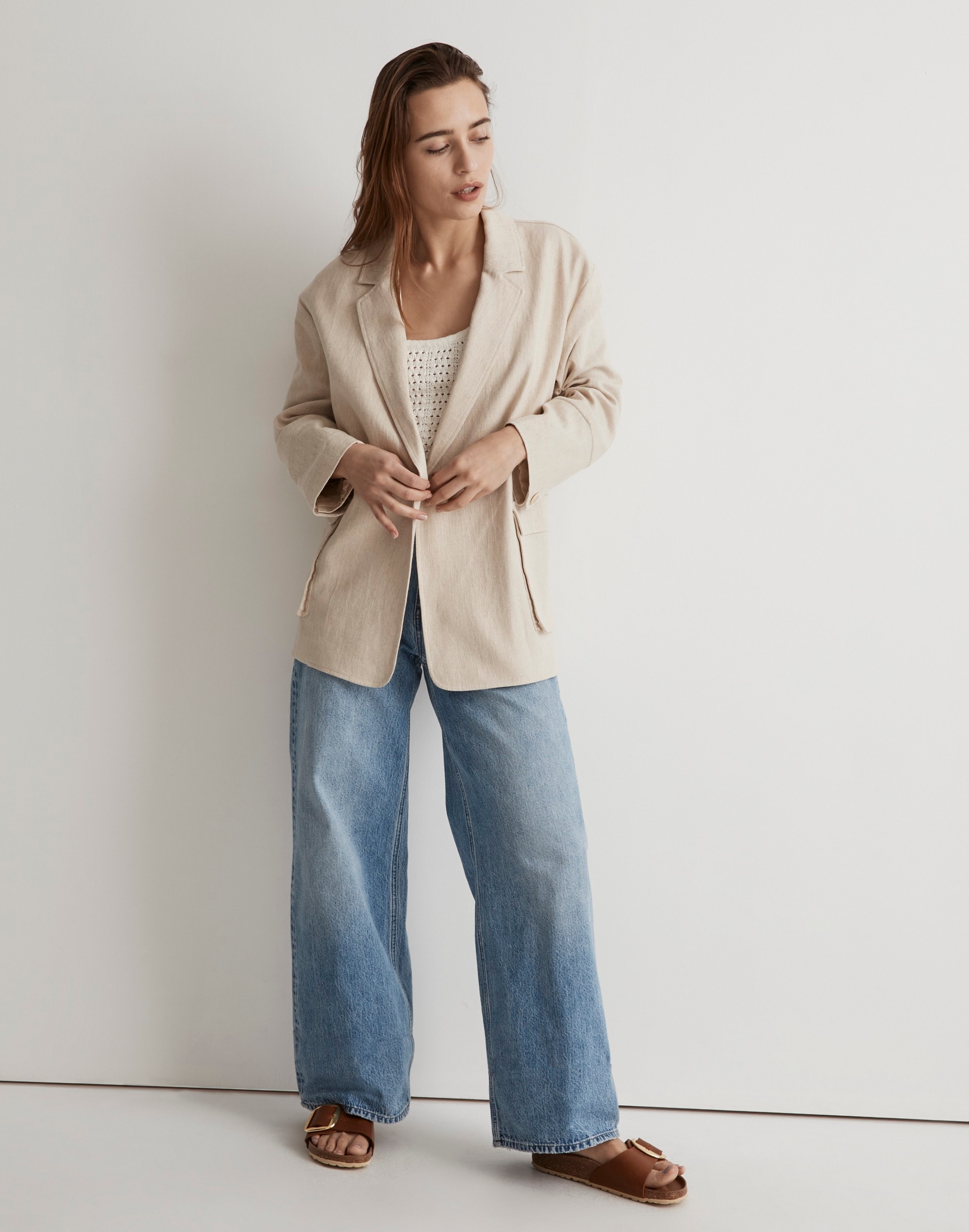 COTTON LINEN DOUBLE BREASTED JACKET