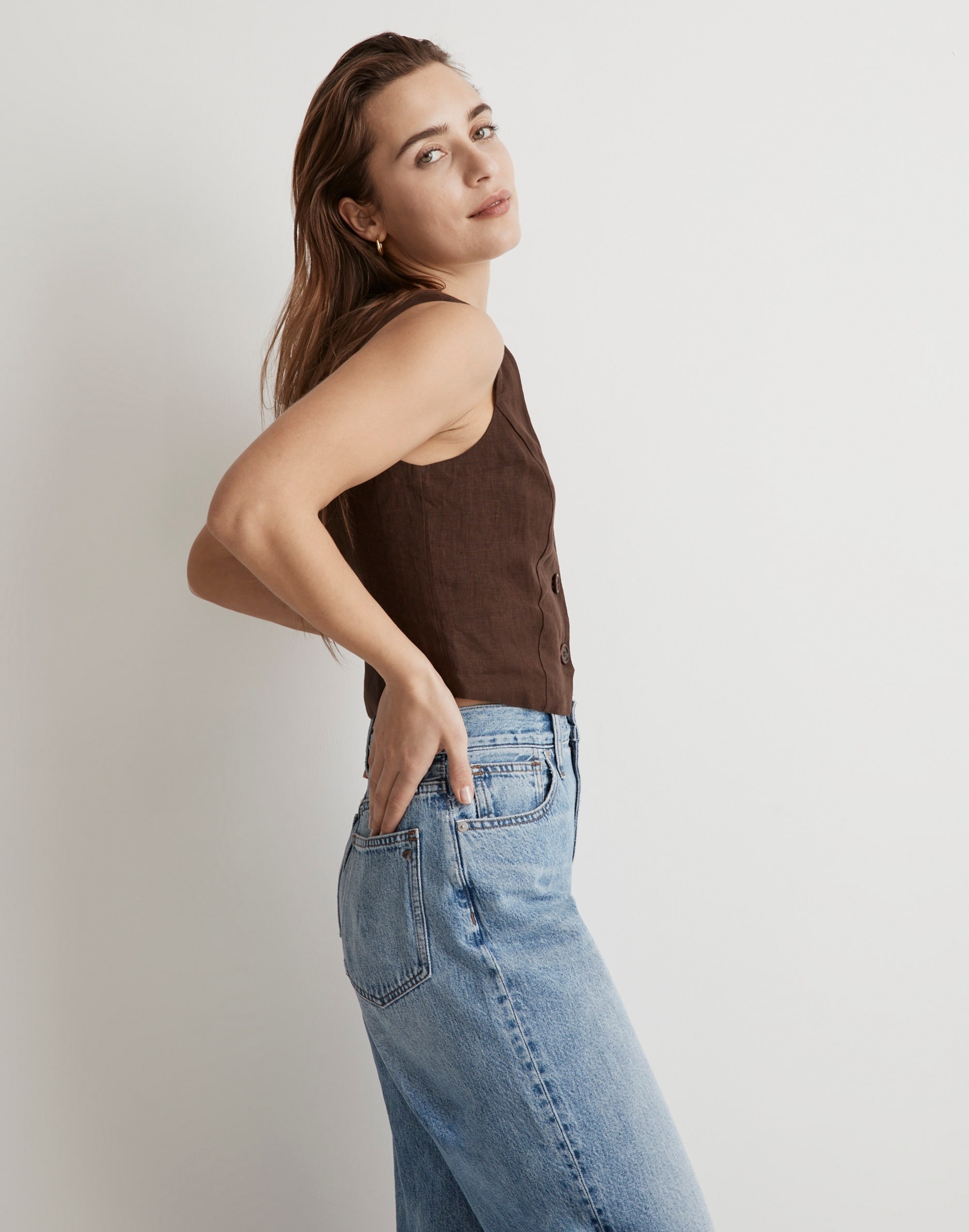 100% Linen Katrina Crop Vest Top | Madewell