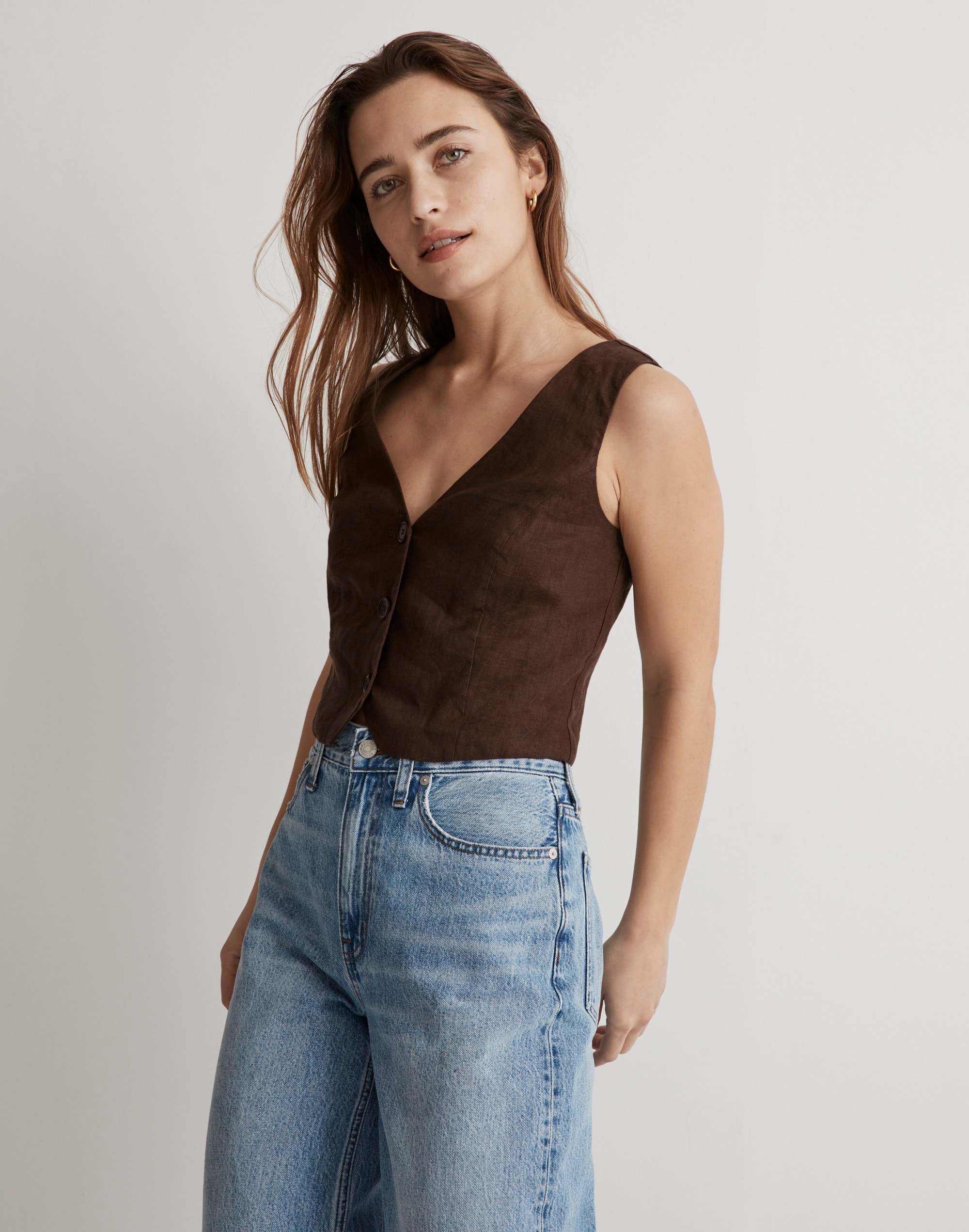 100% Linen Katrina Crop Vest Top | Madewell