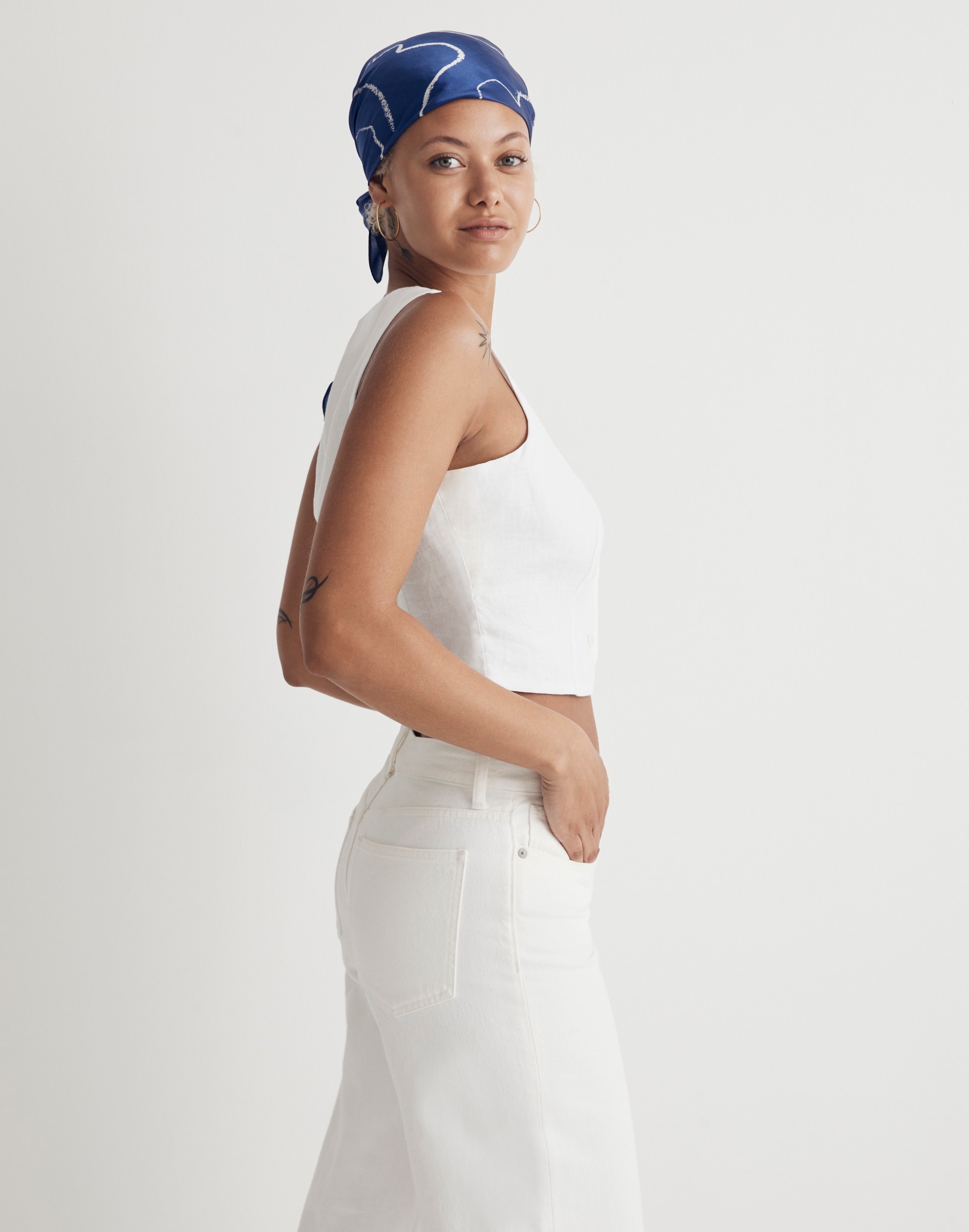 100% Linen Katrina Crop Vest Top | Madewell