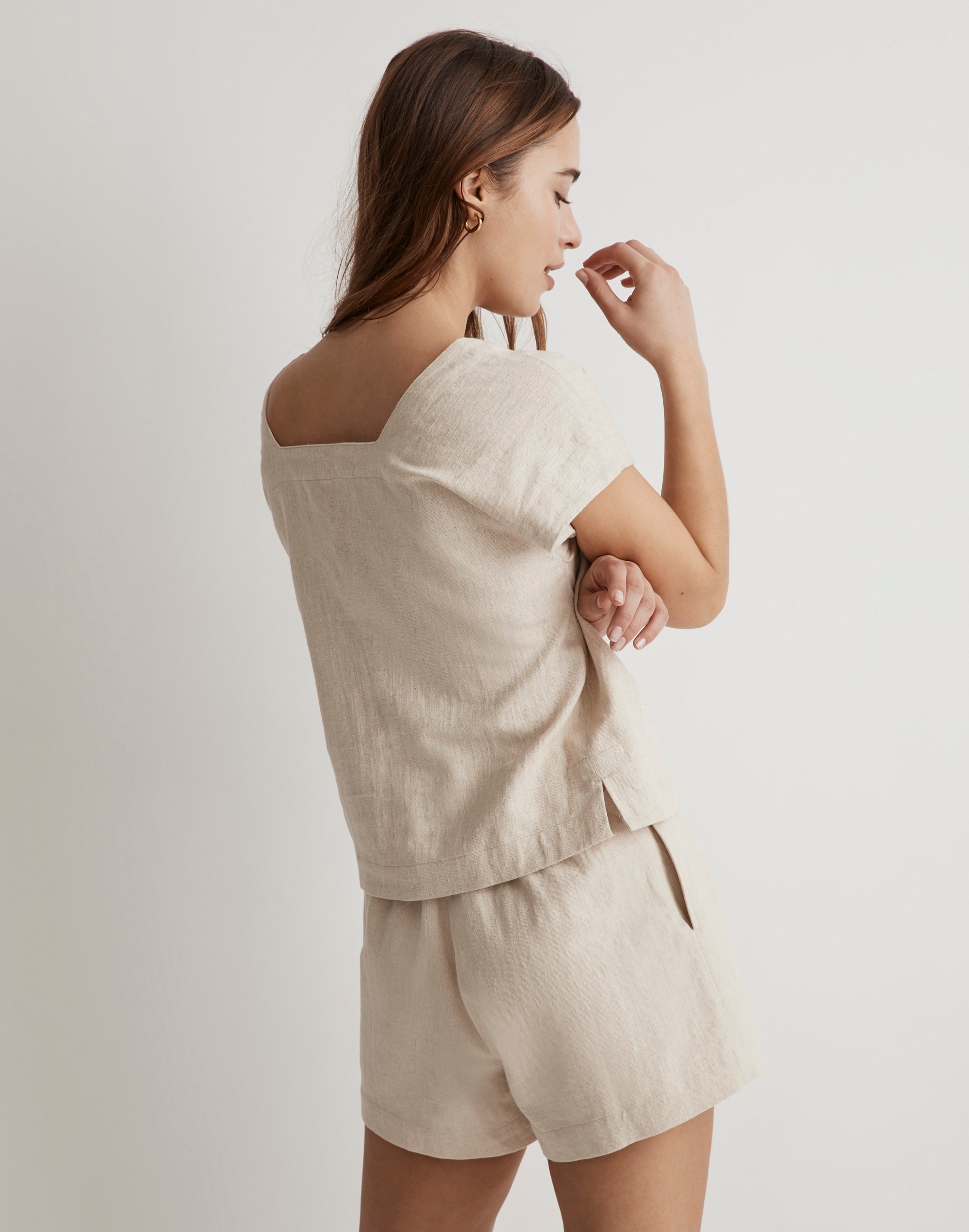 Natural Linen-Cotton Square-Neck Top | Madewell