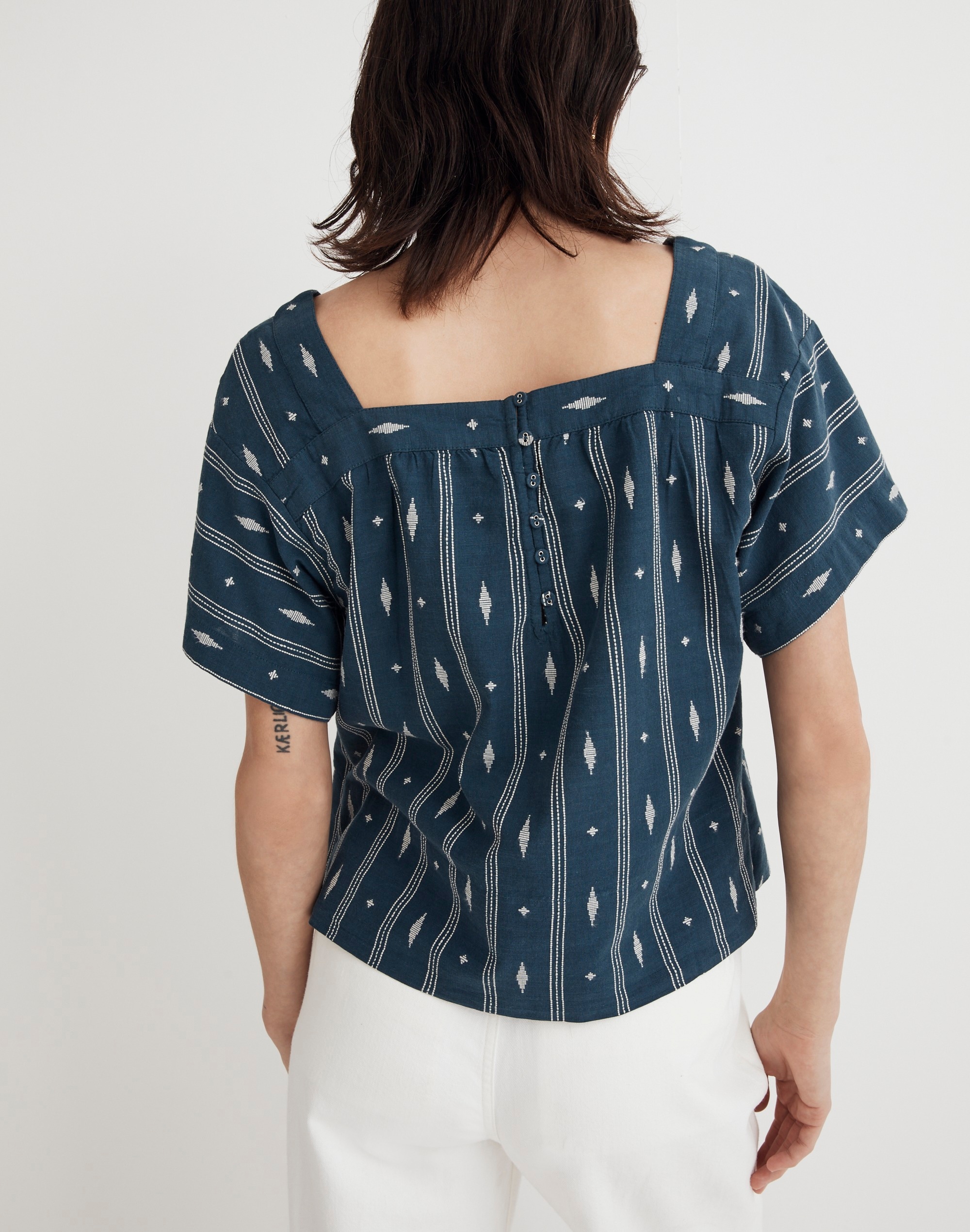 Square-Neck Short-Sleeve Top in Jacquard | Madewell