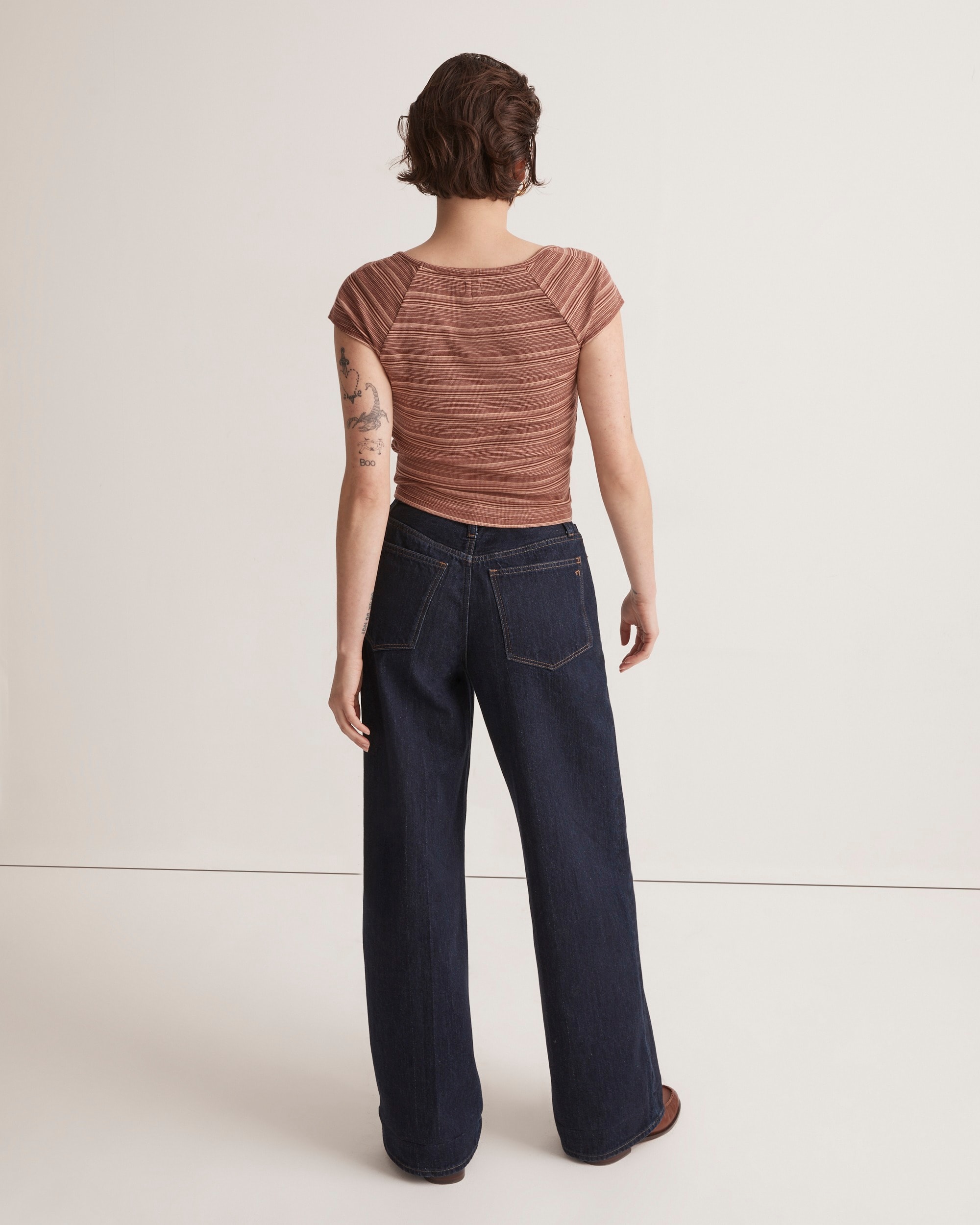 Brightside Rib Square-Neck Tee in Stripe | Madewell