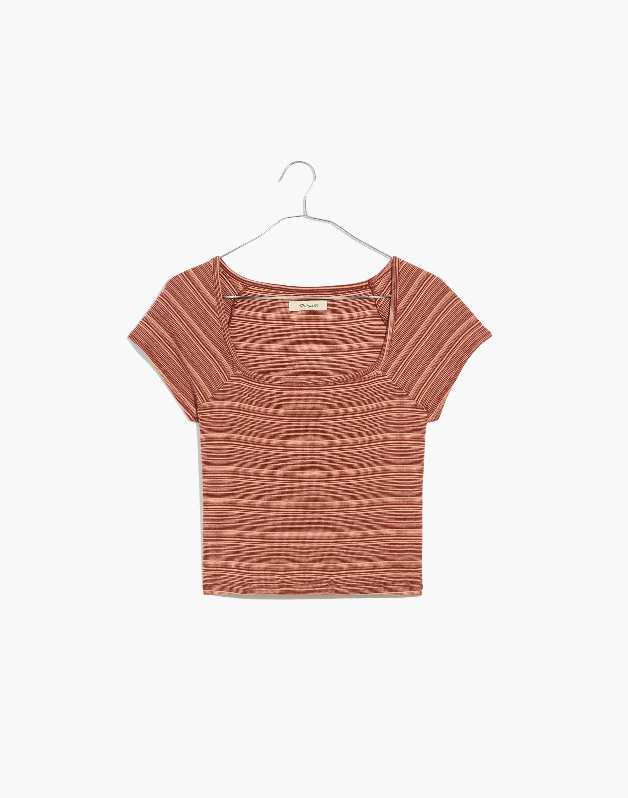 Brightside Rib Square-Neck Tee in Stripe | Madewell