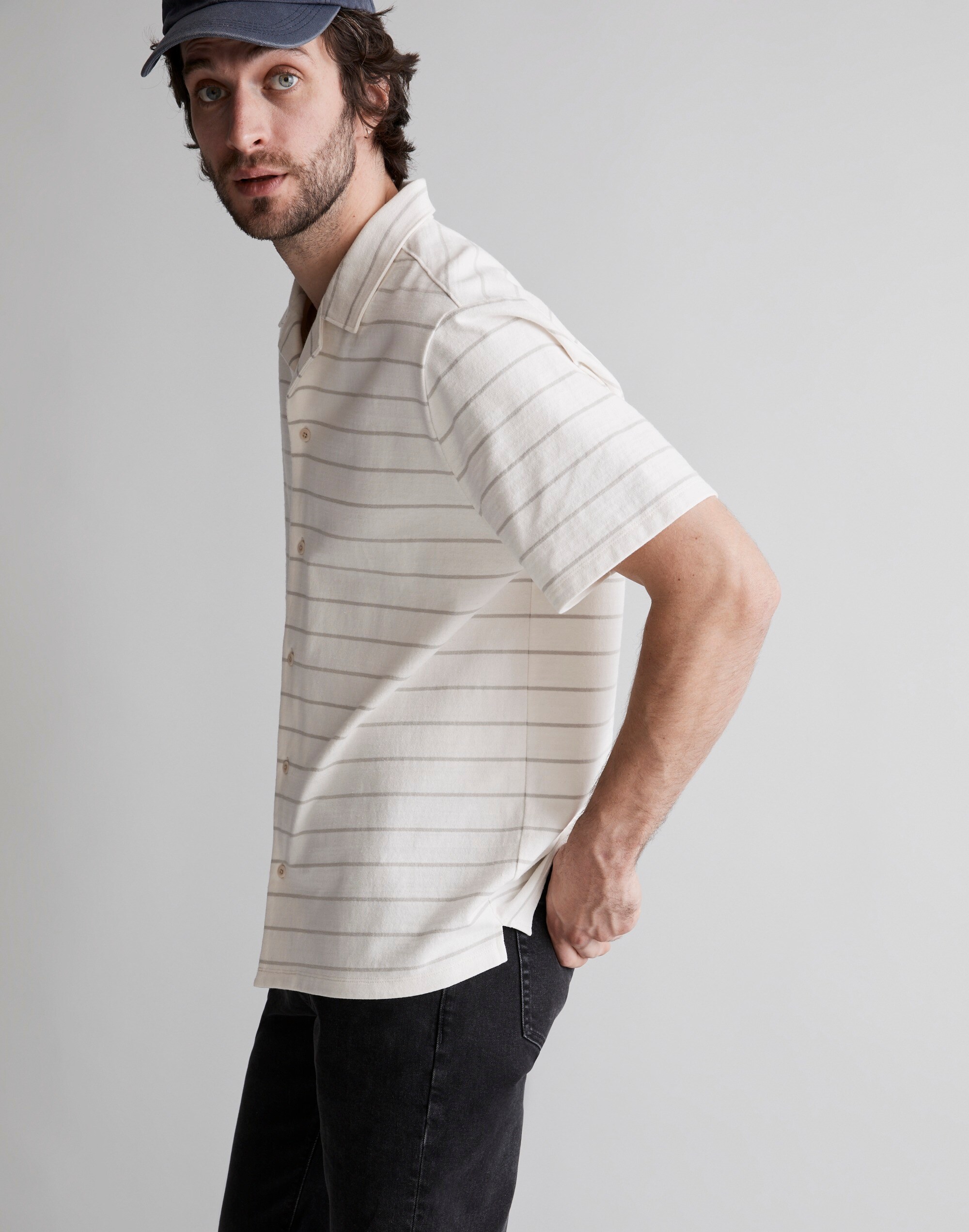 Knit Easy Short-Sleeve Shirt in Stripe