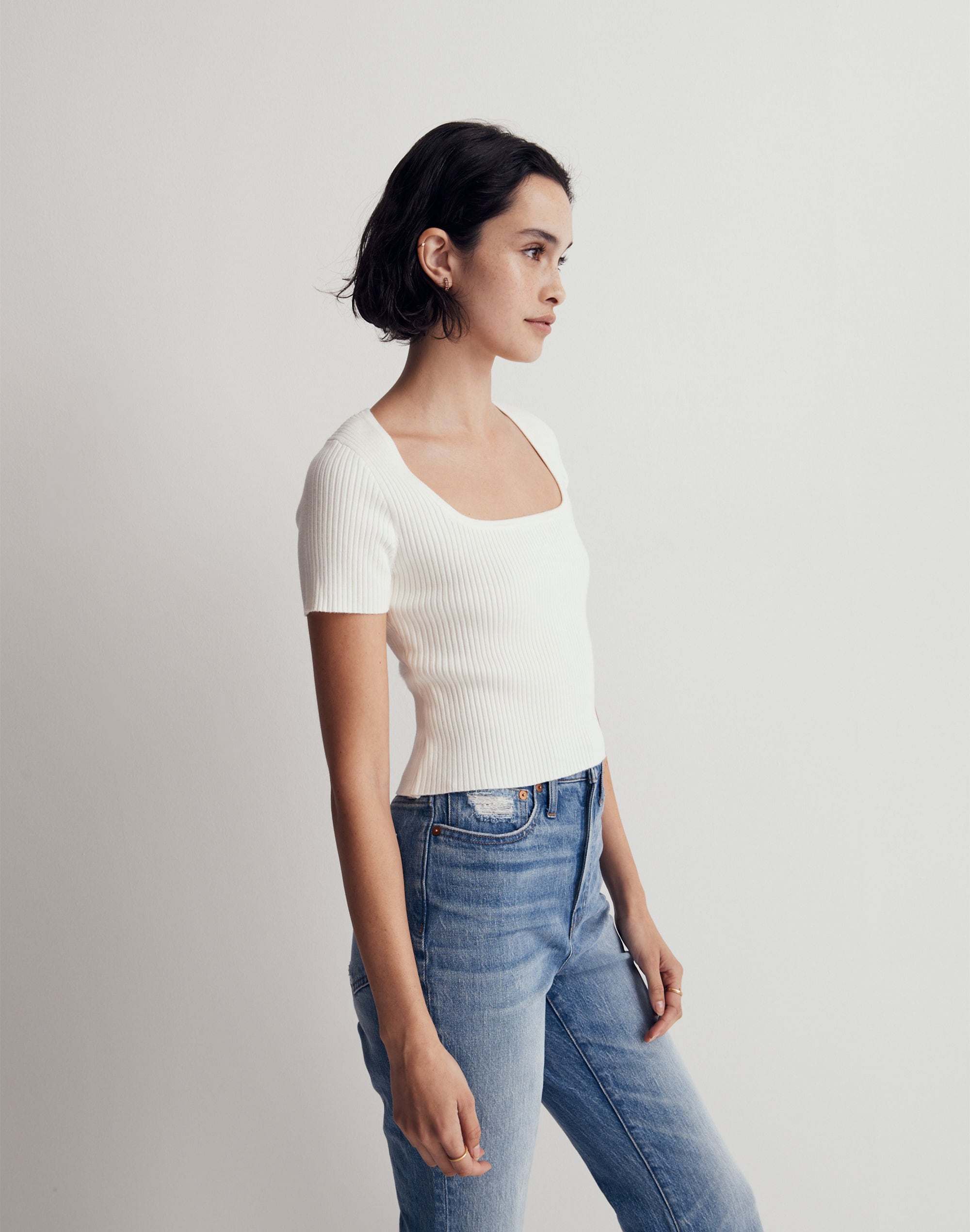 Square-Neck Crop Sweater Tee | Madewell