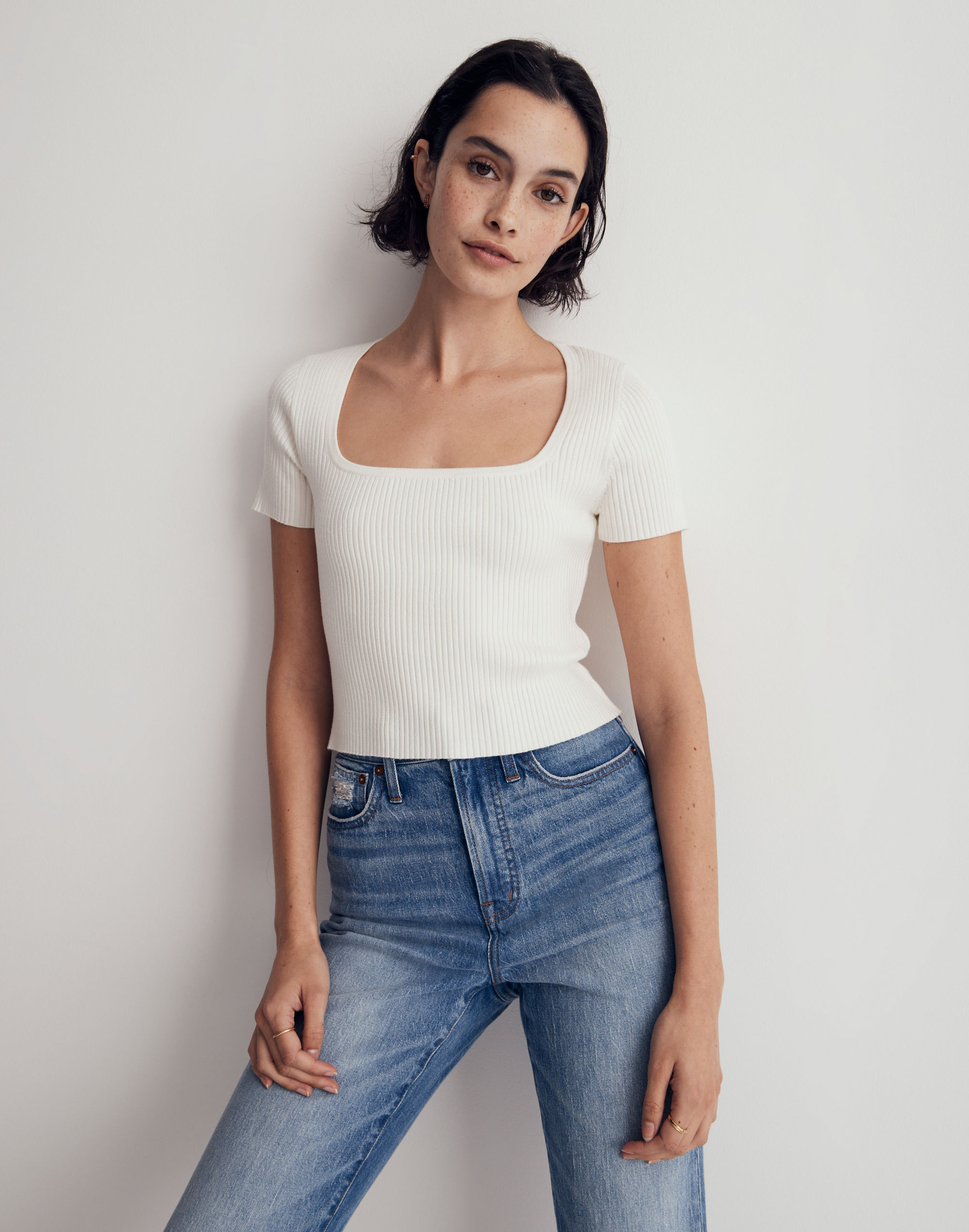 Square-Neck Crop Sweater Tee | Madewell