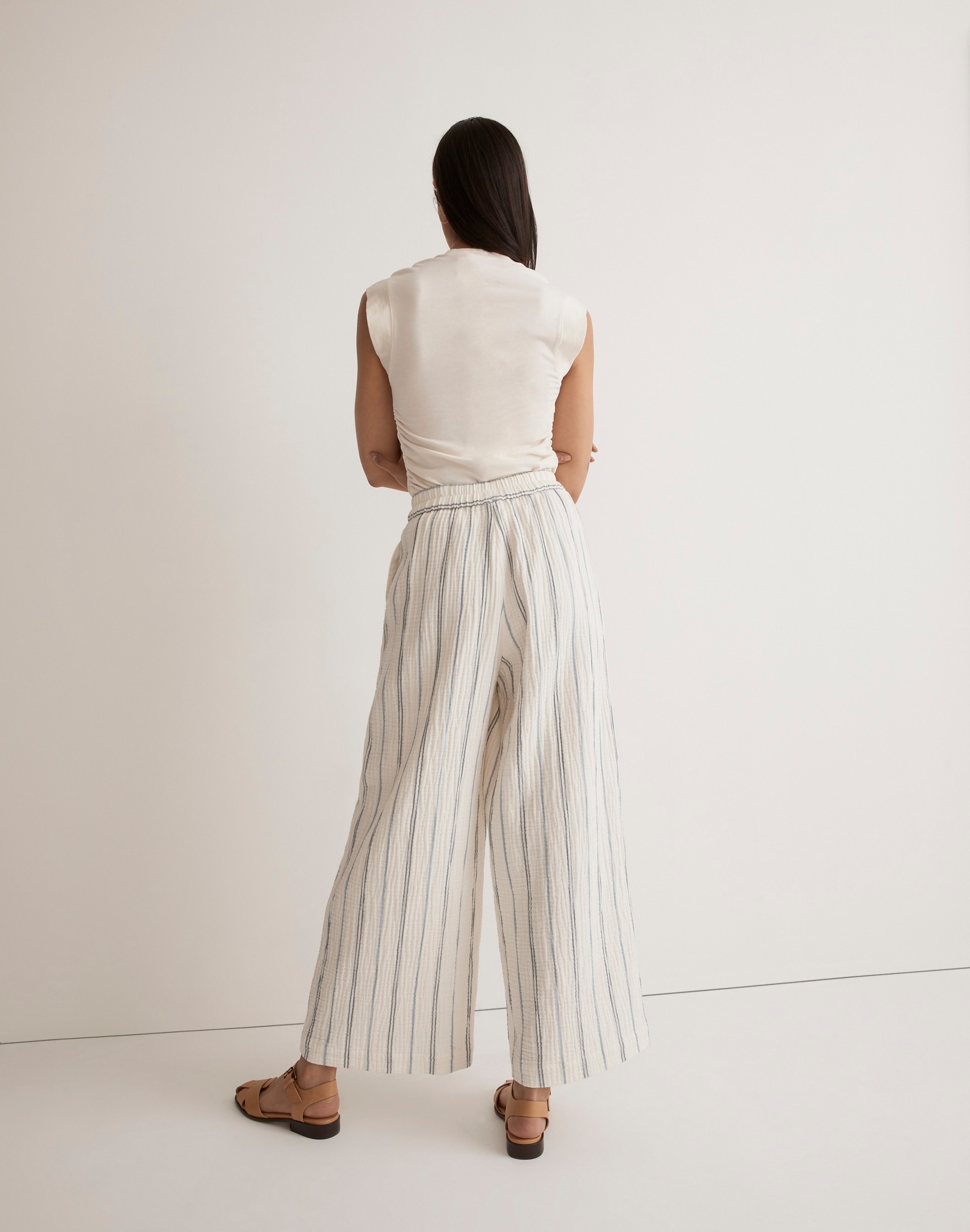 The Untailored Wide-Leg Crop Pant Striped Lightspun | Madewell