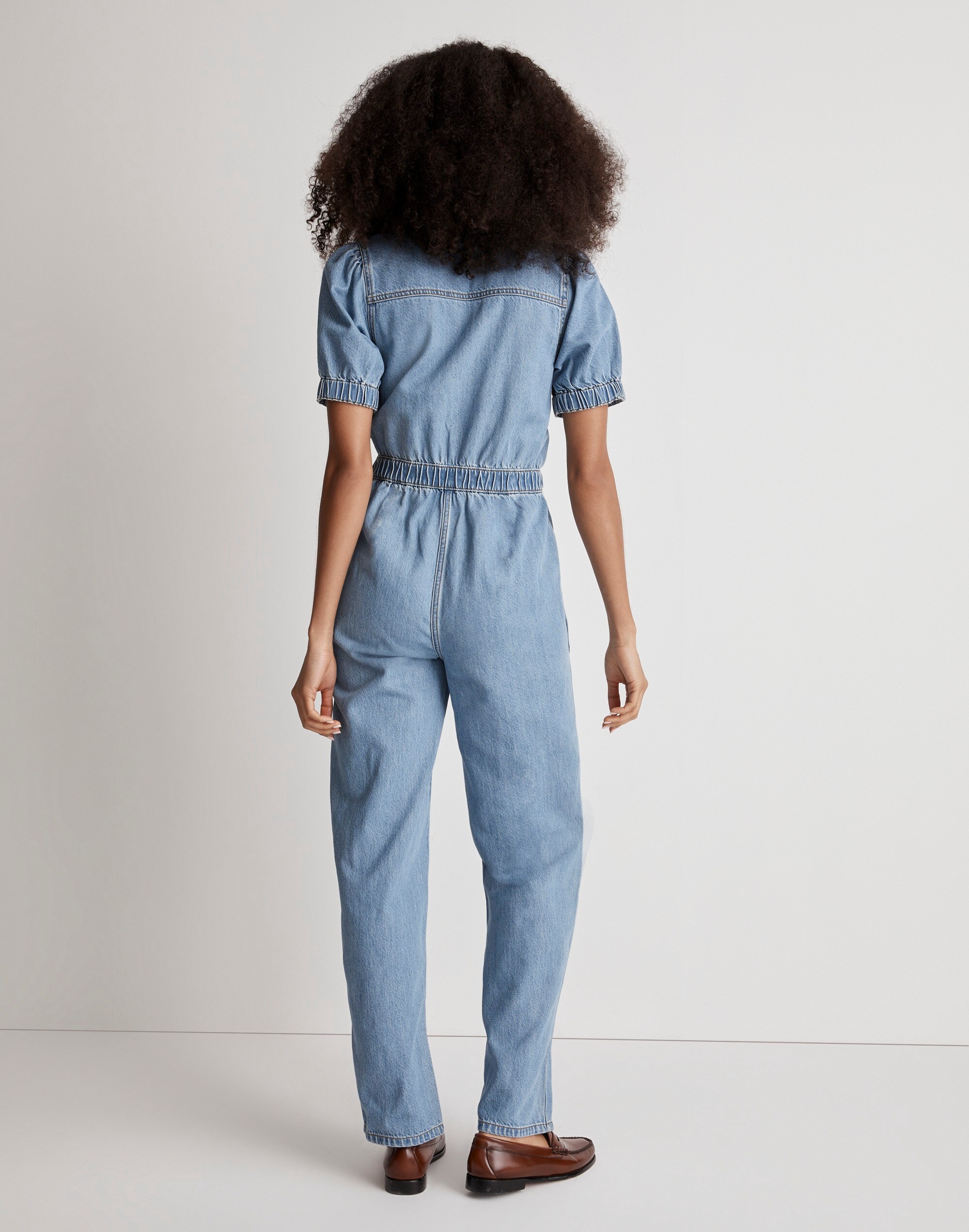 Denim Puff-Sleeve Zip-Up Coverall in Milburn Wash | Madewell