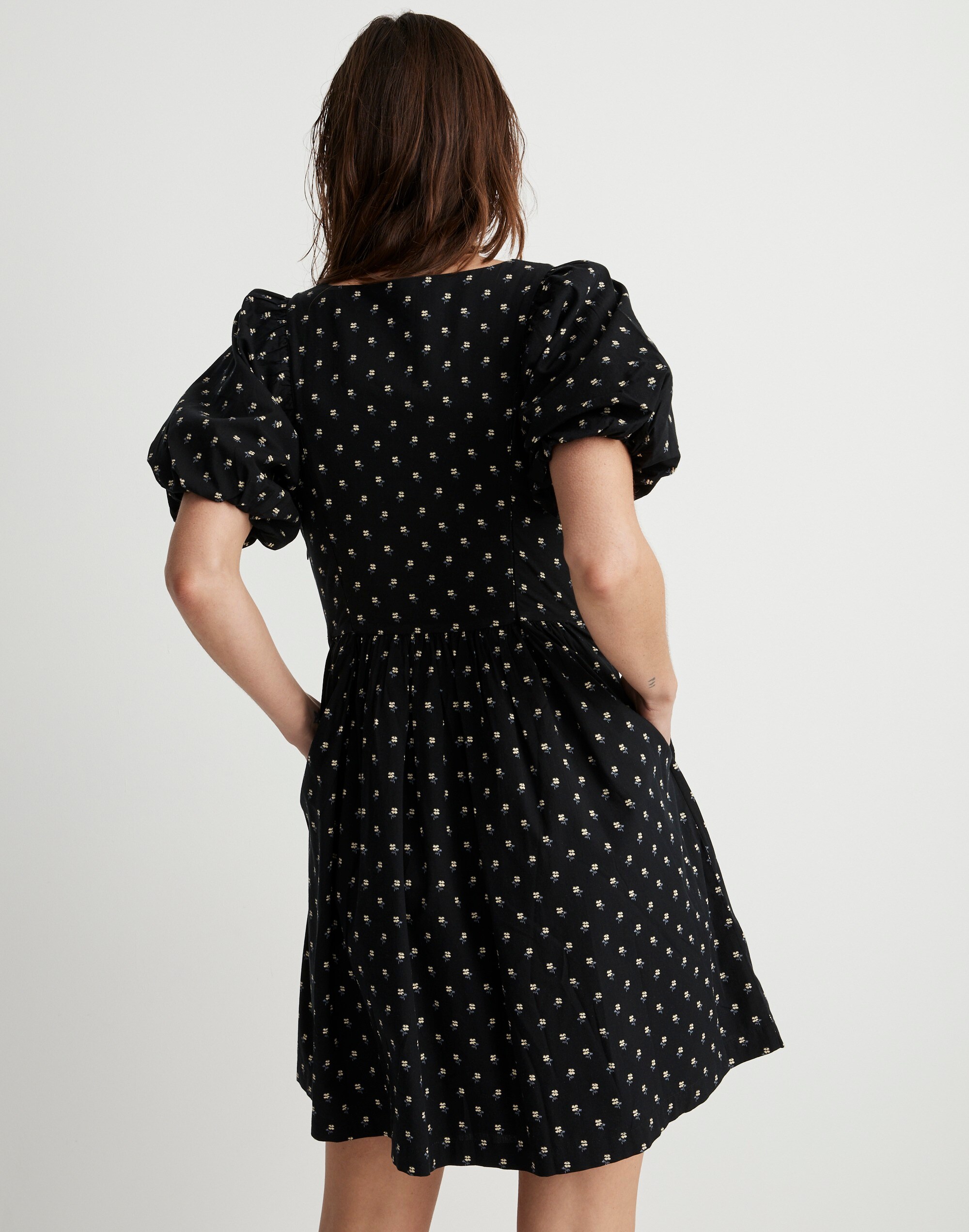 J. Jill Wearever Collection Polka Dot 3/4 Sleeve Dress Black Petite Small  D16