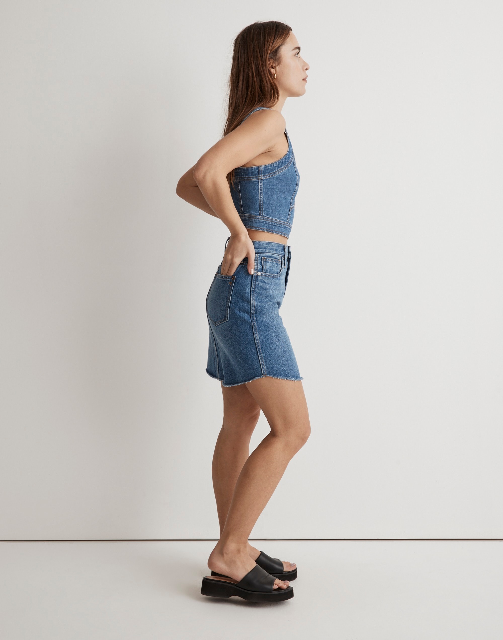 Denim Dolphin-Hem Mini Skirt in Harwell Wash | Madewell