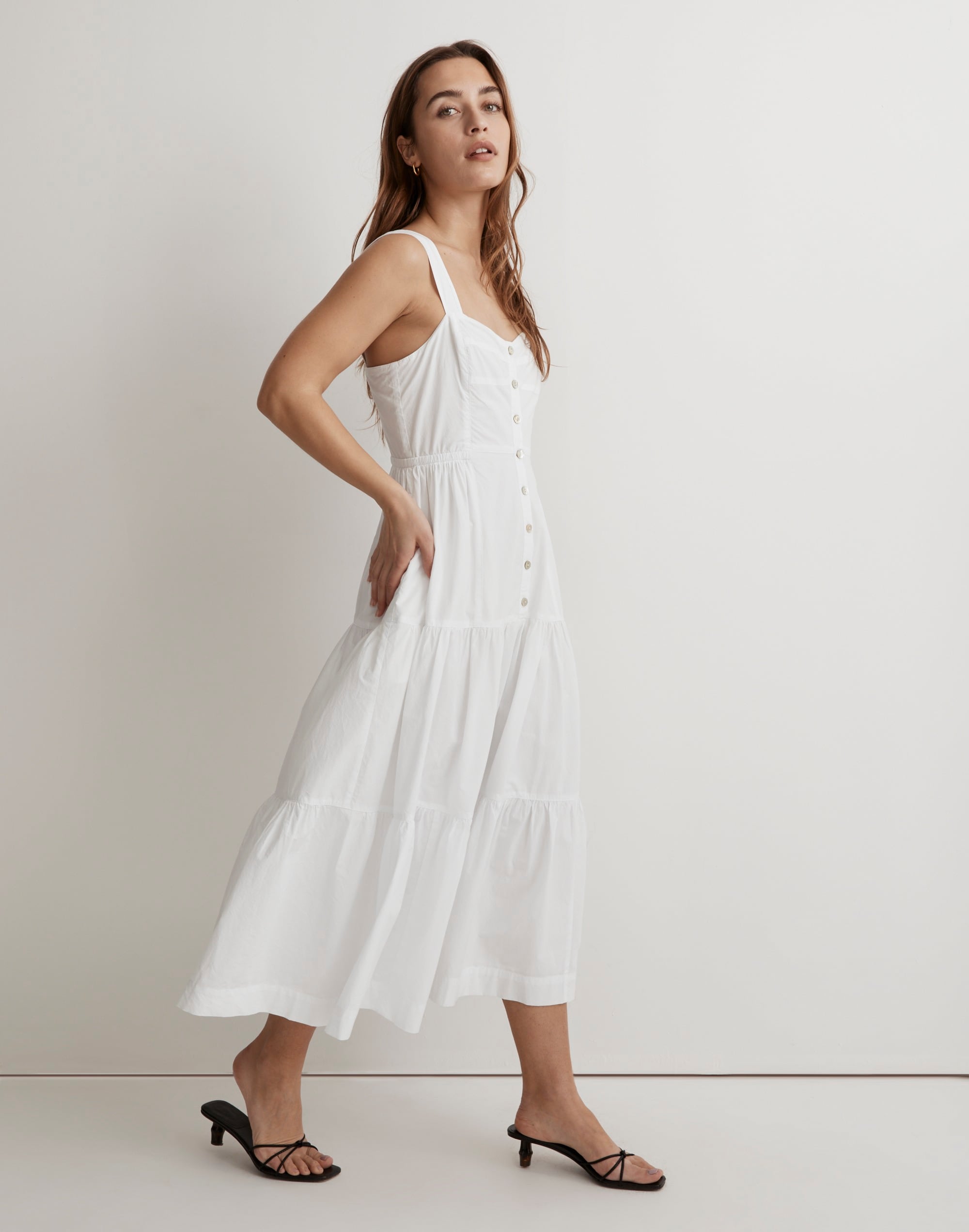 Button-Front Tiered Midi Dress | Madewell