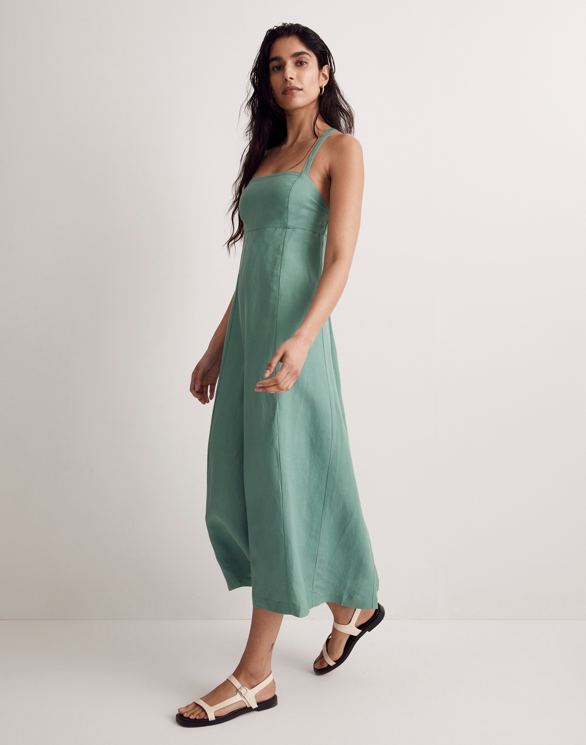 Mw Tie-back Cami Midi Dress In Trellis Green | ModeSens