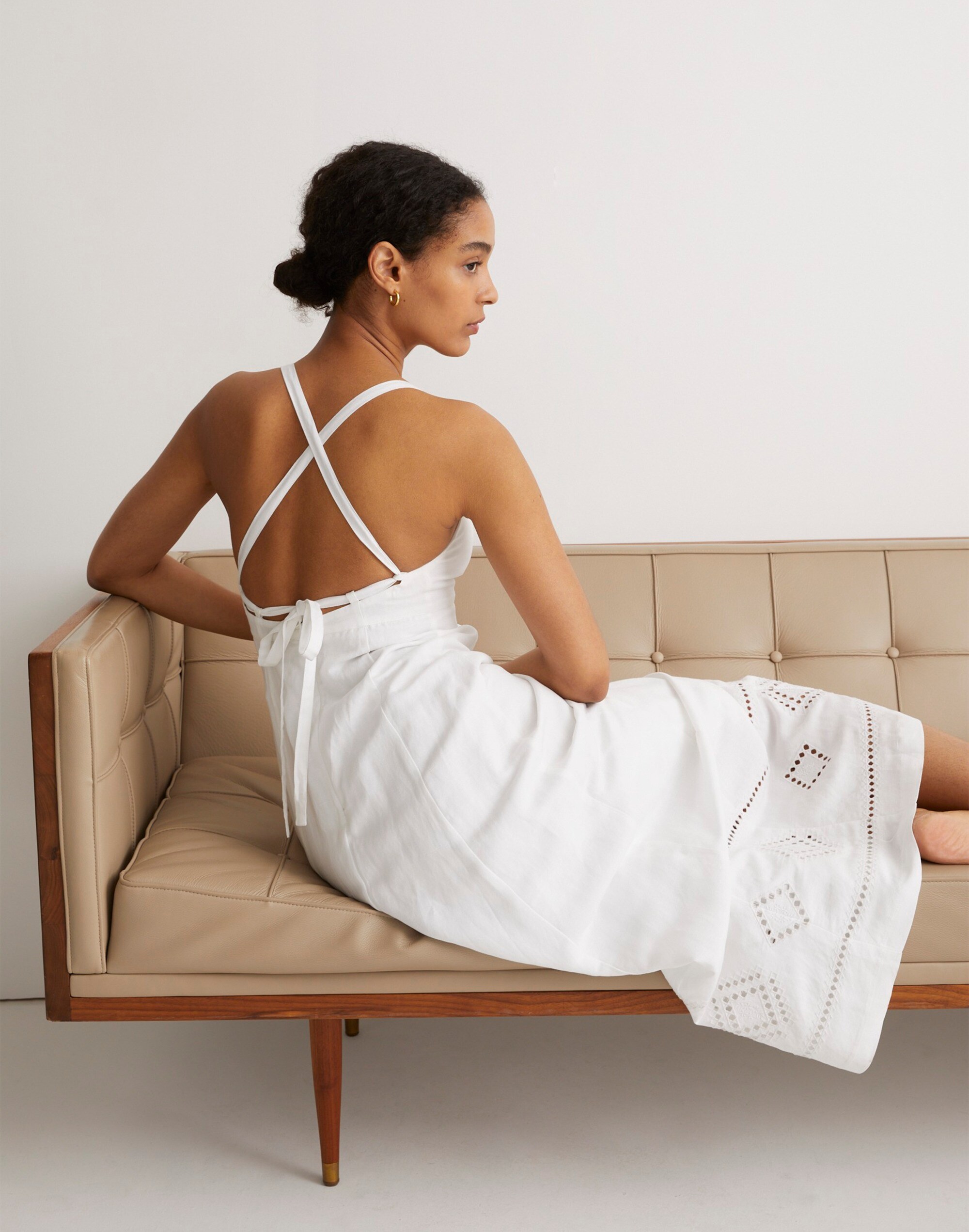 Embroidered Eyelet Tie-Back Cami Midi Dress | Madewell