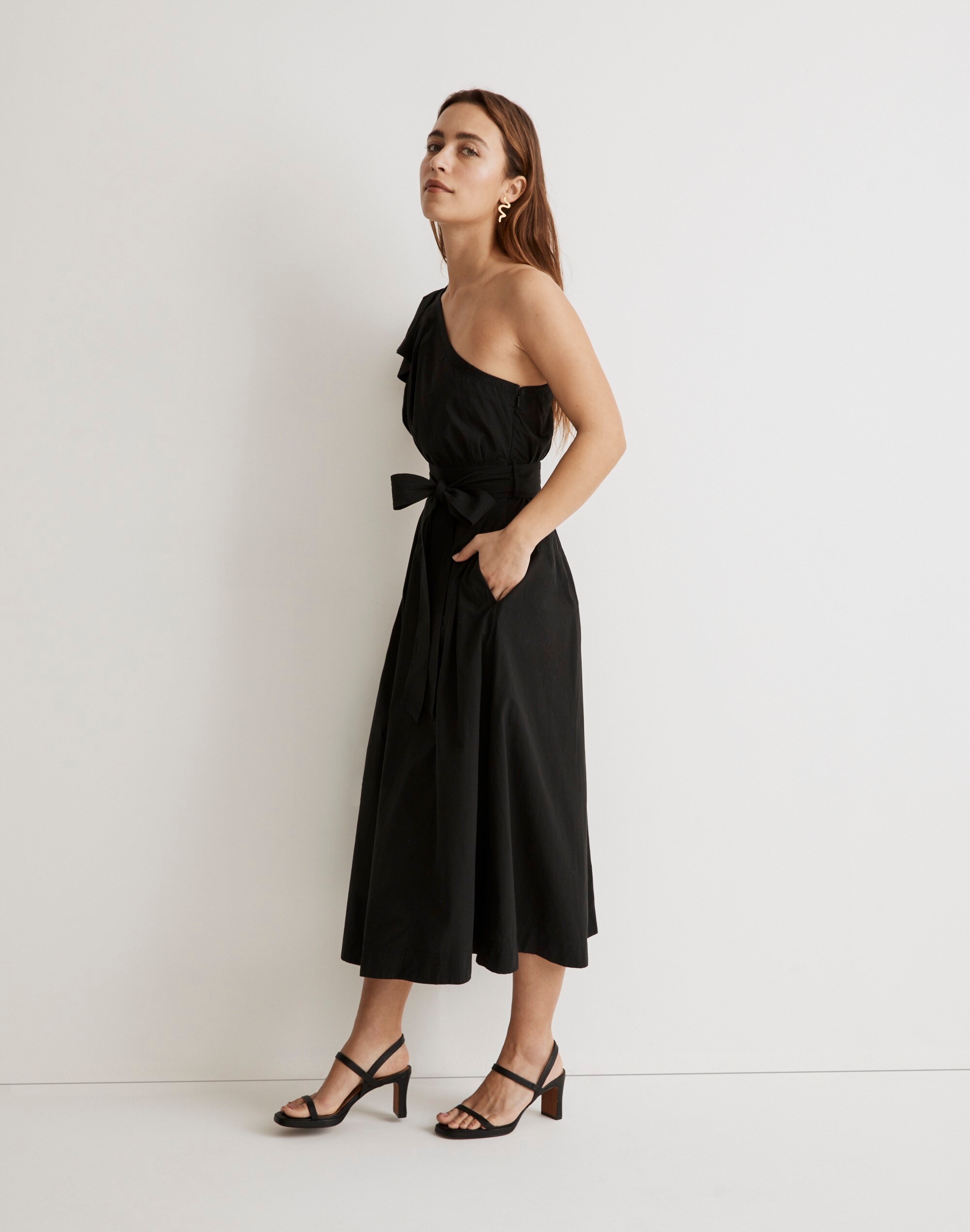 Ruffled One-Shoulder Midi Dress | Madewell