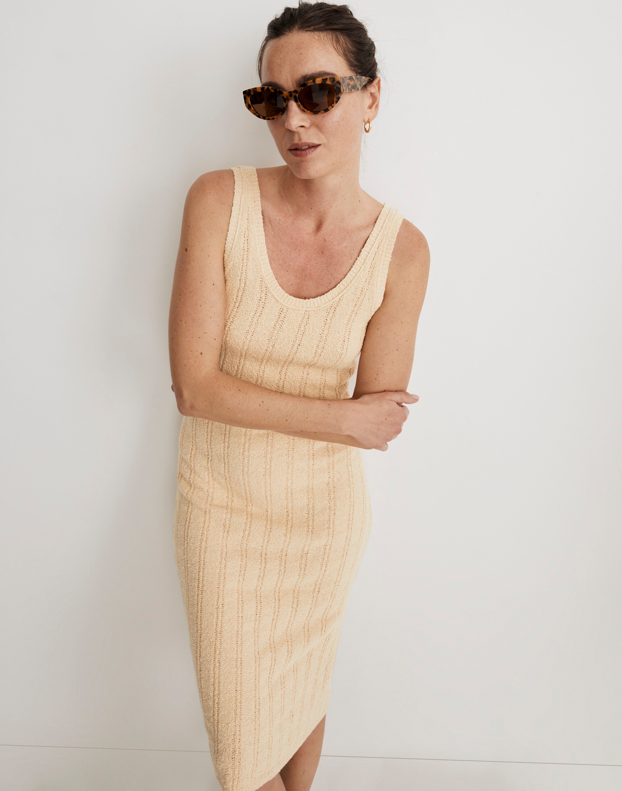 Ribbed Sleeveless Midi Sweater Dress