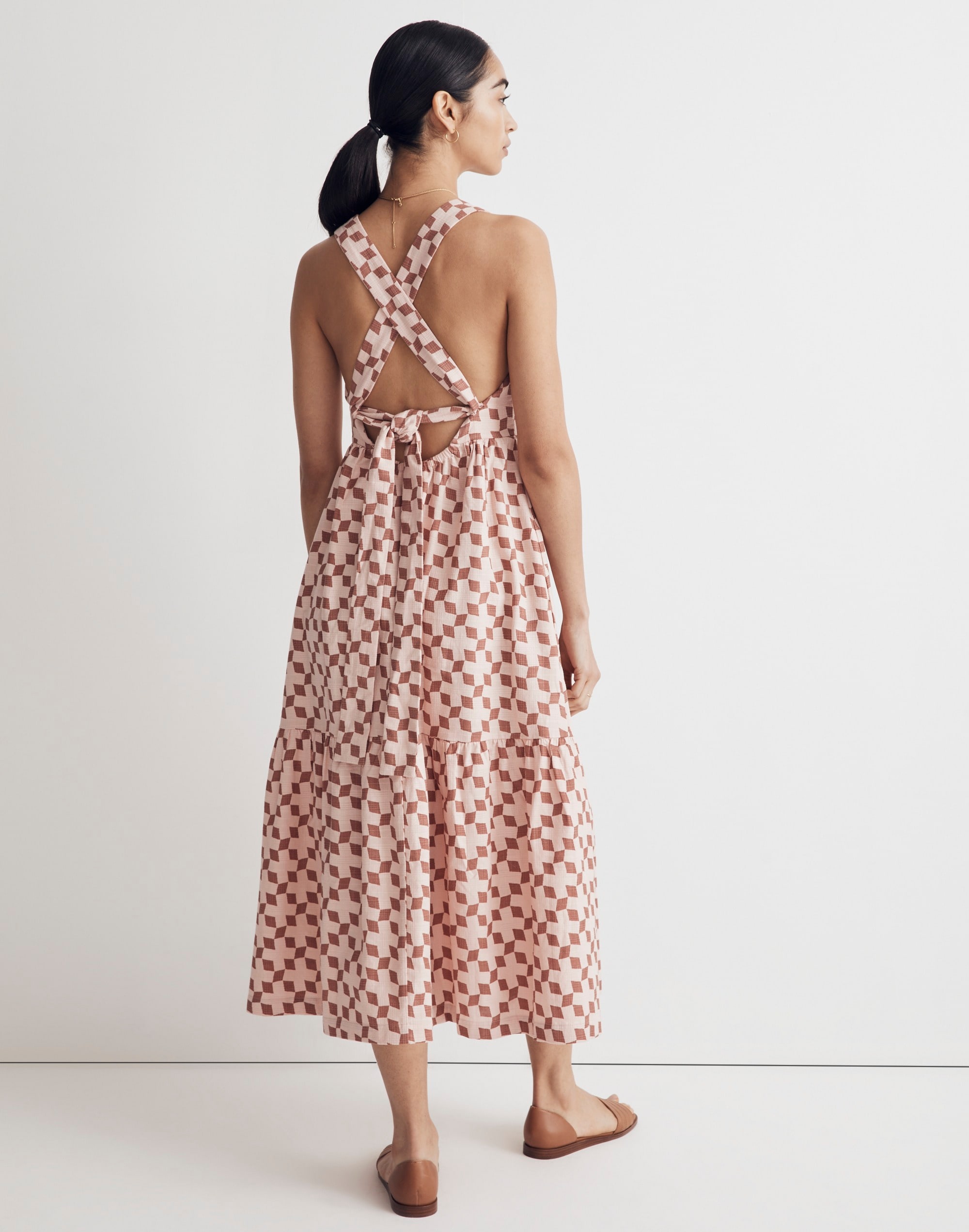 Cicely Tiered Midi Dress Geo Checkerboard | Madewell