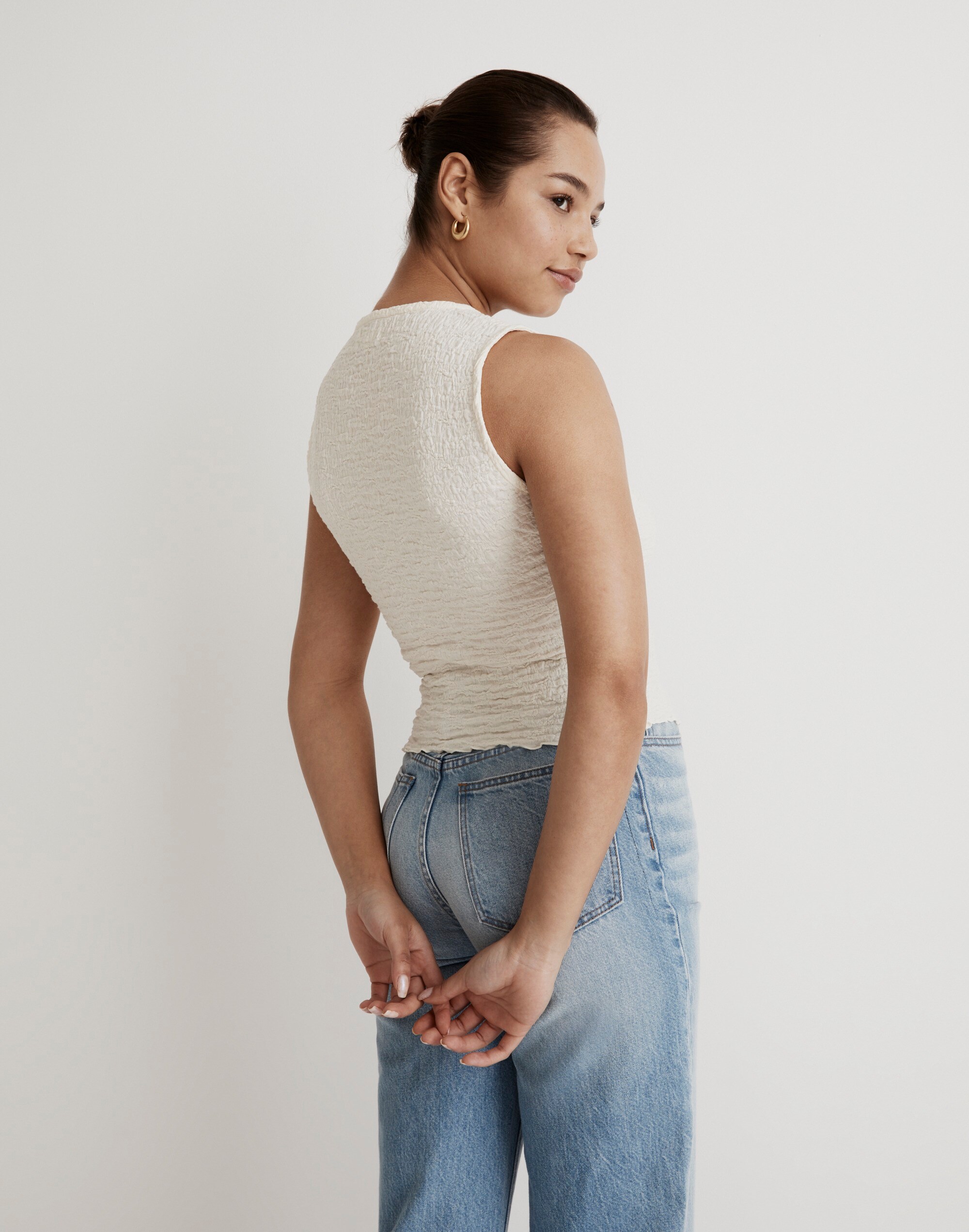 Popcorn-Knit Twist-Front Sleeveless Top | Madewell