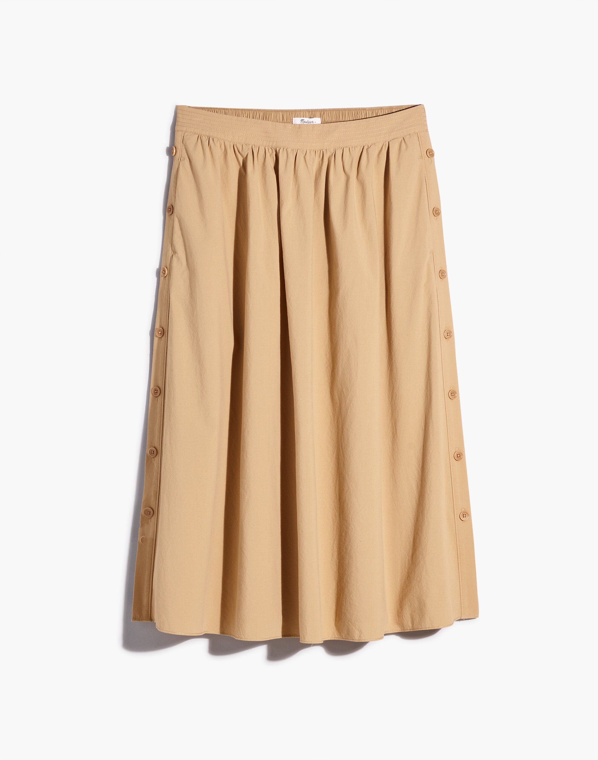 Signature Poplin Side-Button Midi Skirt | Madewell