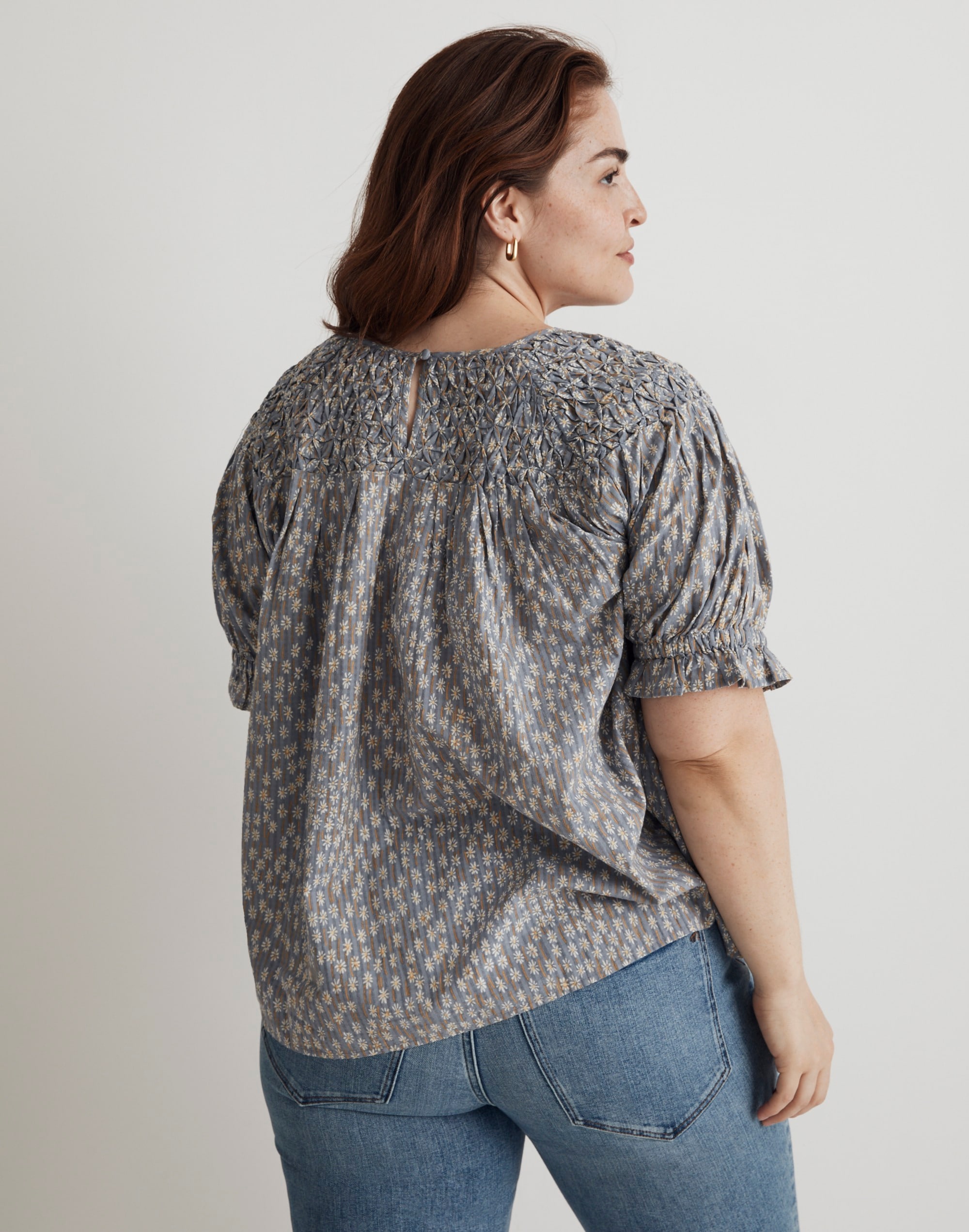 Plus Shirred Puff-Sleeve Top Daisy Blooms | Madewell