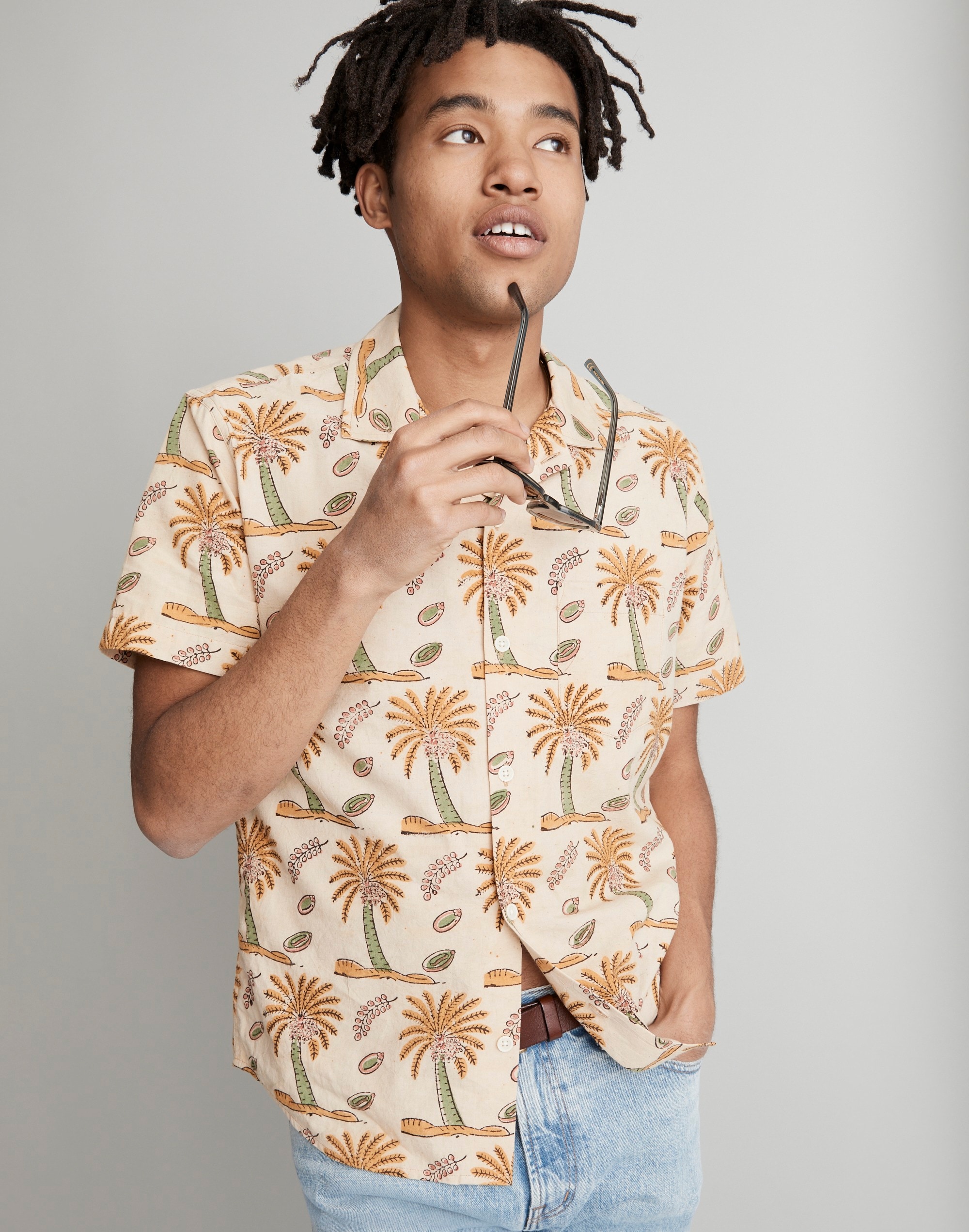 Corridor® Palm Hand Block-Printed Summer Shirt