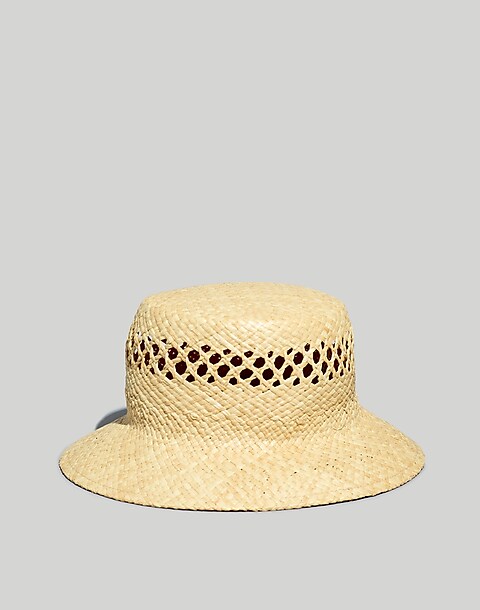 Madewell Straw Bucket Hat in Soft Mahogany - Size M-L