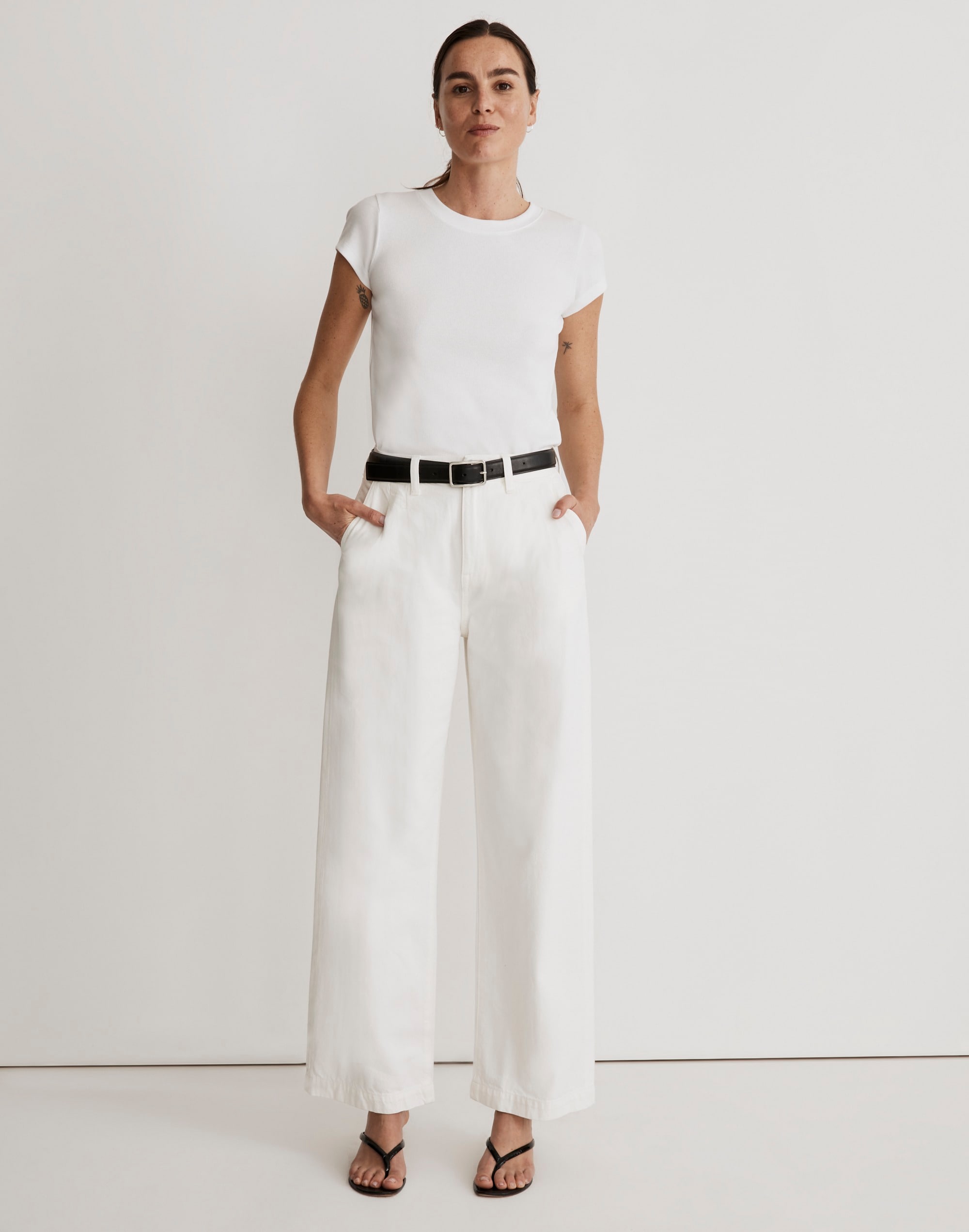 The Harlow Wide-Leg Jean in Tile White