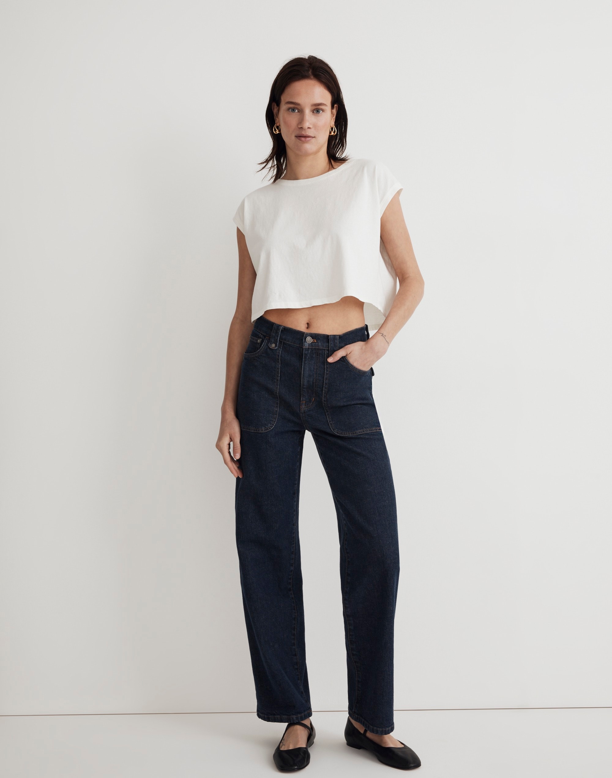 The Perfect Vintage Wide-Leg Jean in Parkley Wash: Patch-Pocket